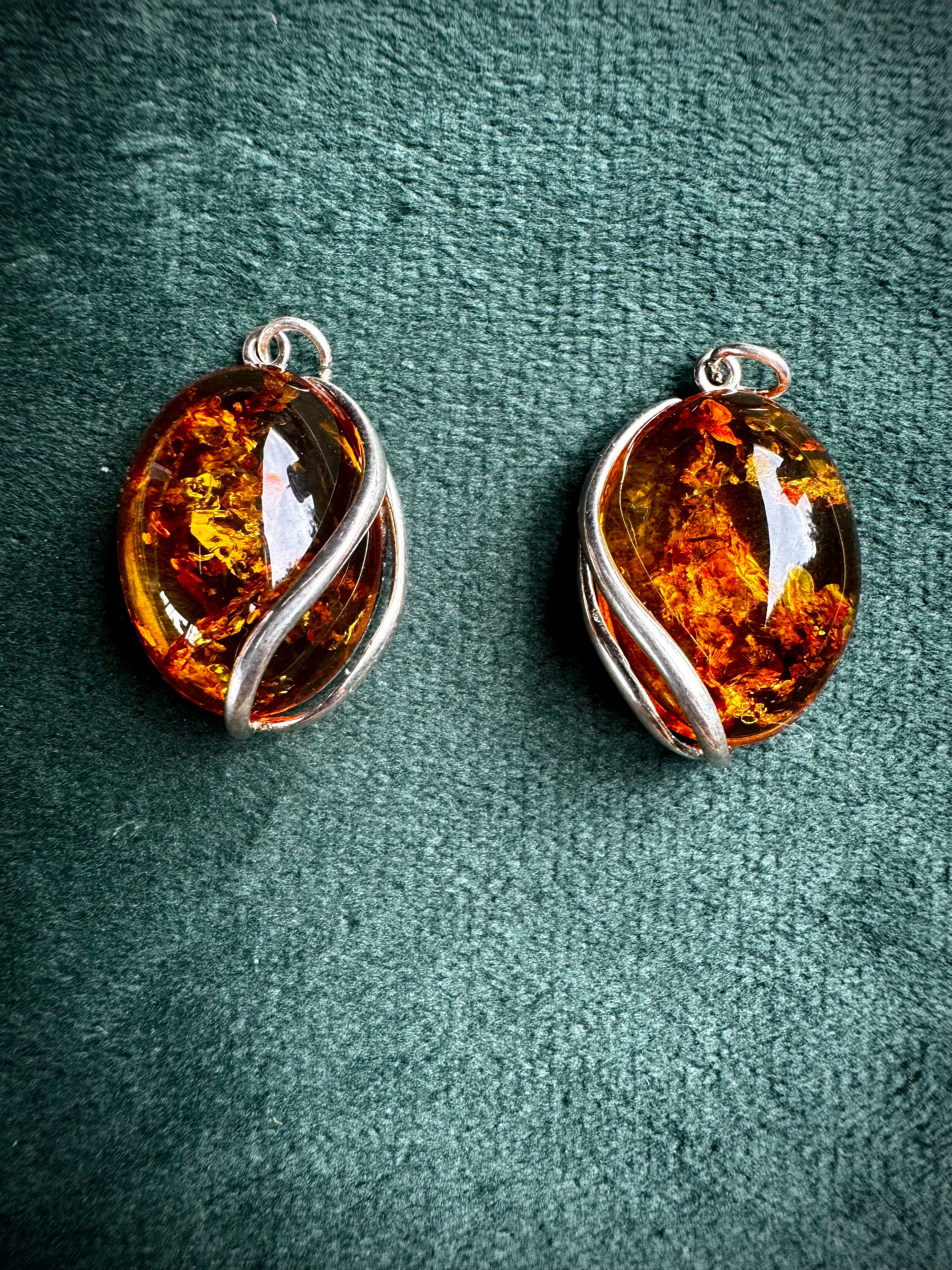 S925 Baltic Amber Pendants