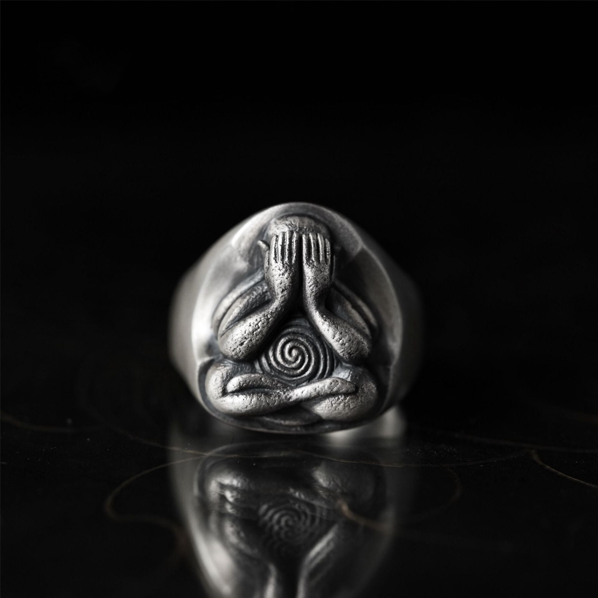 Meditation Buddha Spiritual silver Ring