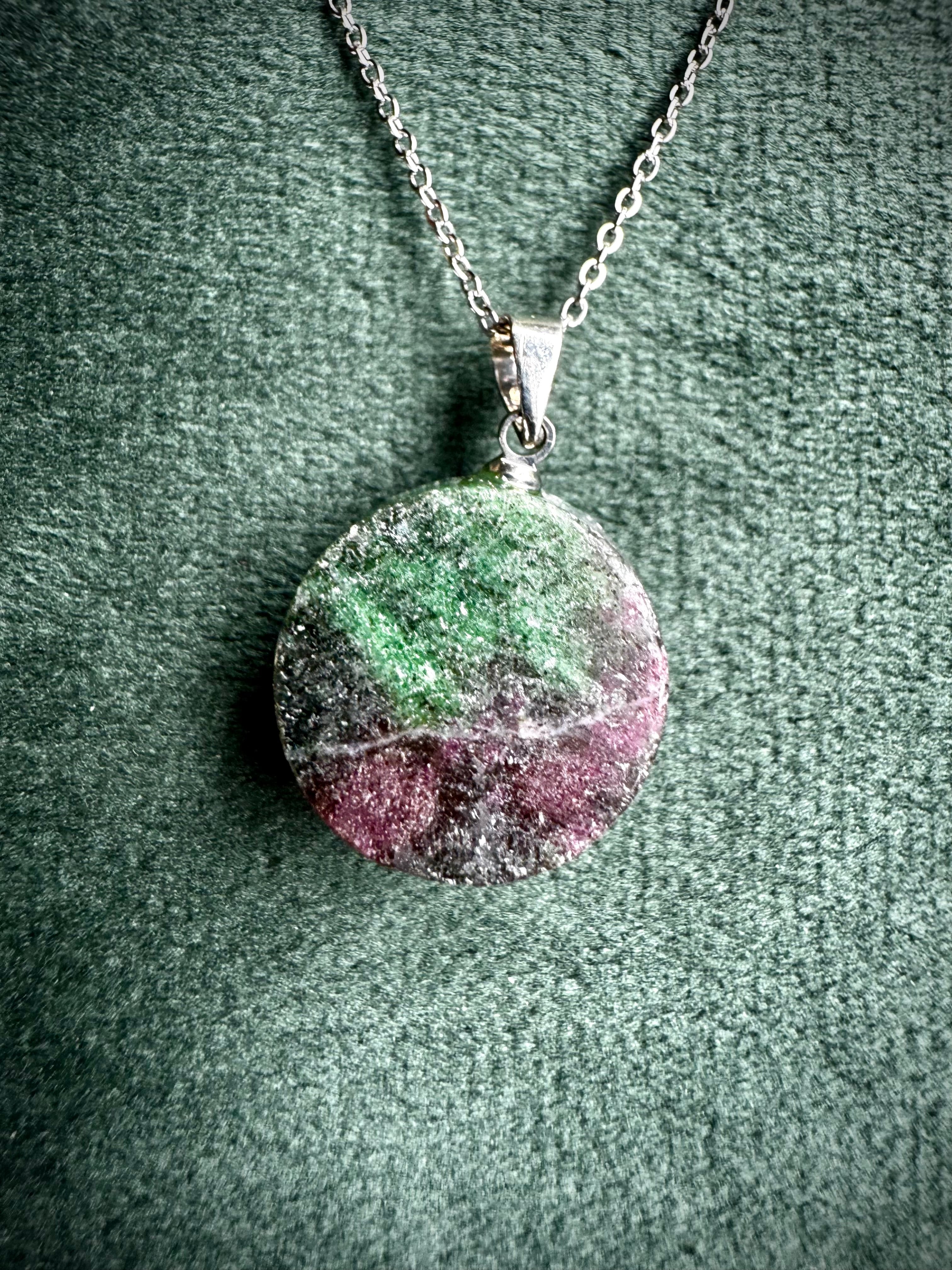 Raw Ruby and Zoisite Pendant