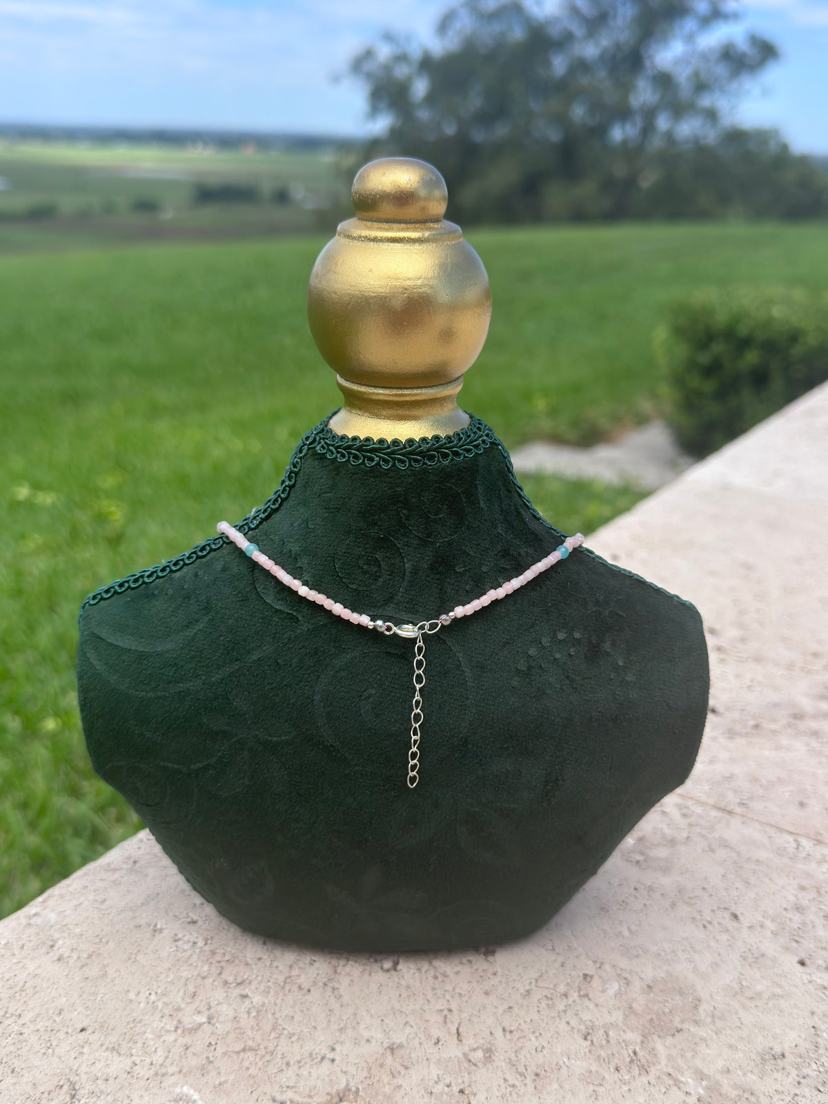 Pink Opal x Aquamarine Necklace