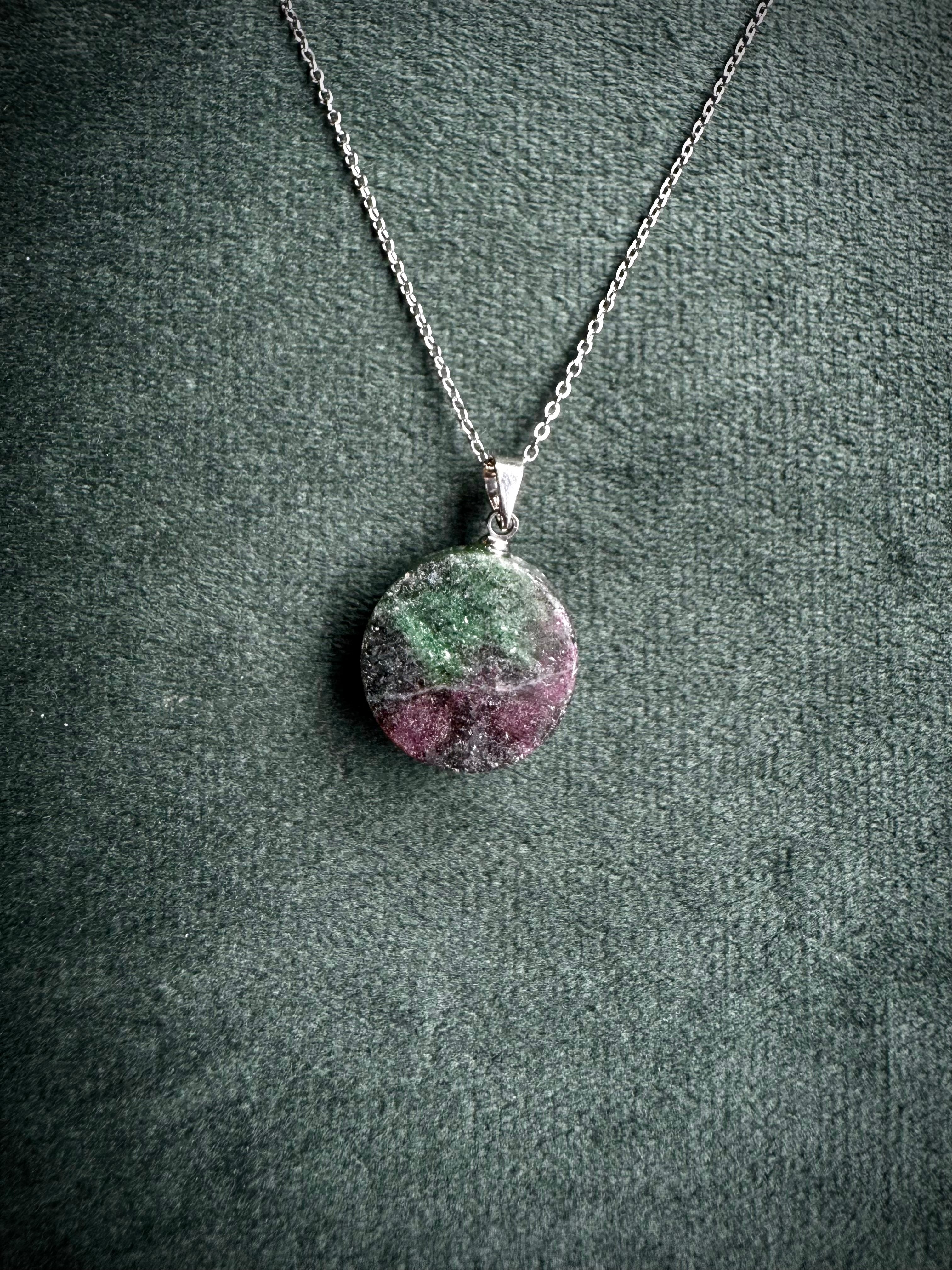 Raw Ruby and Zoisite Pendant