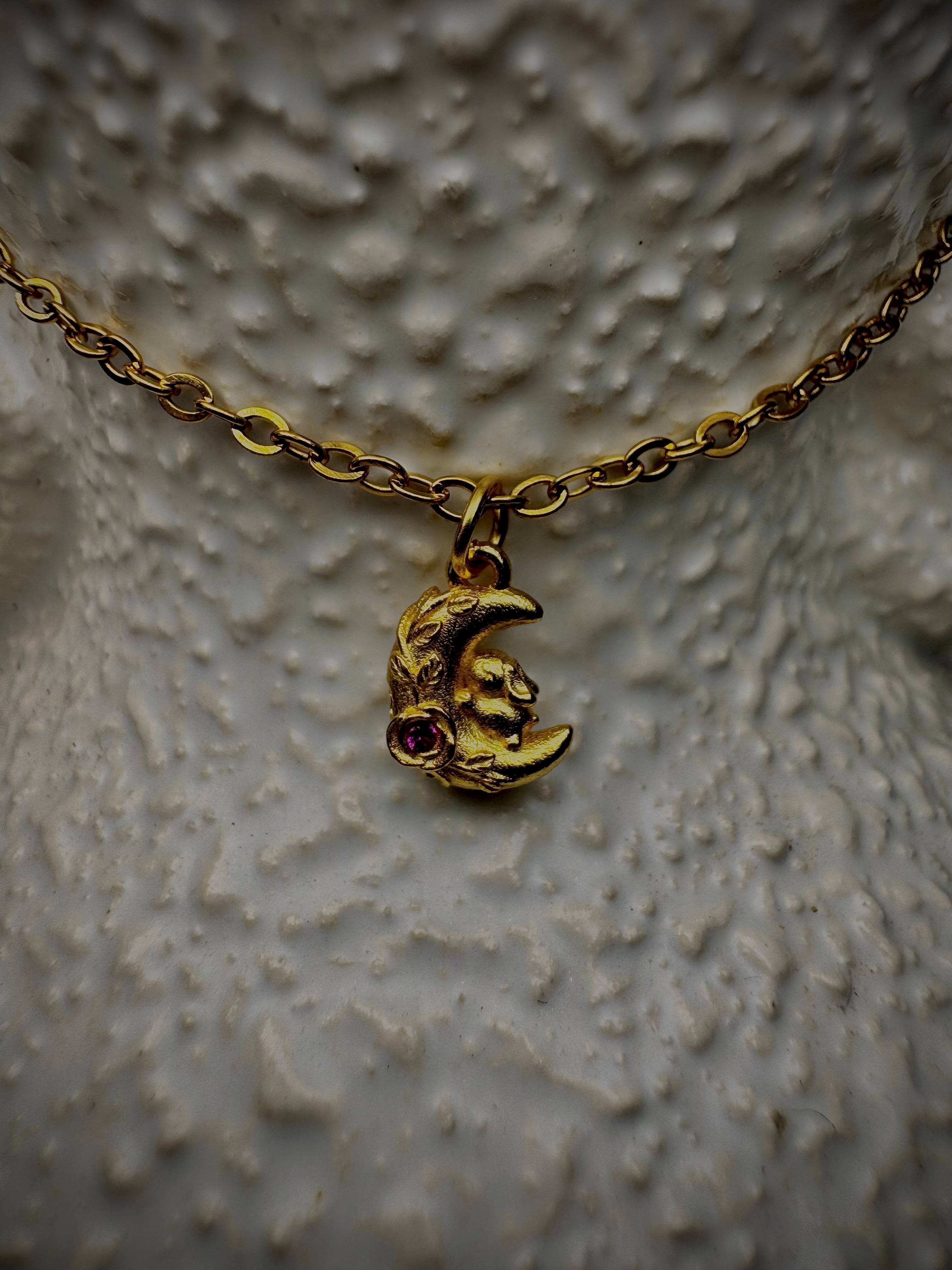 Bunny on Moon pendant MINI