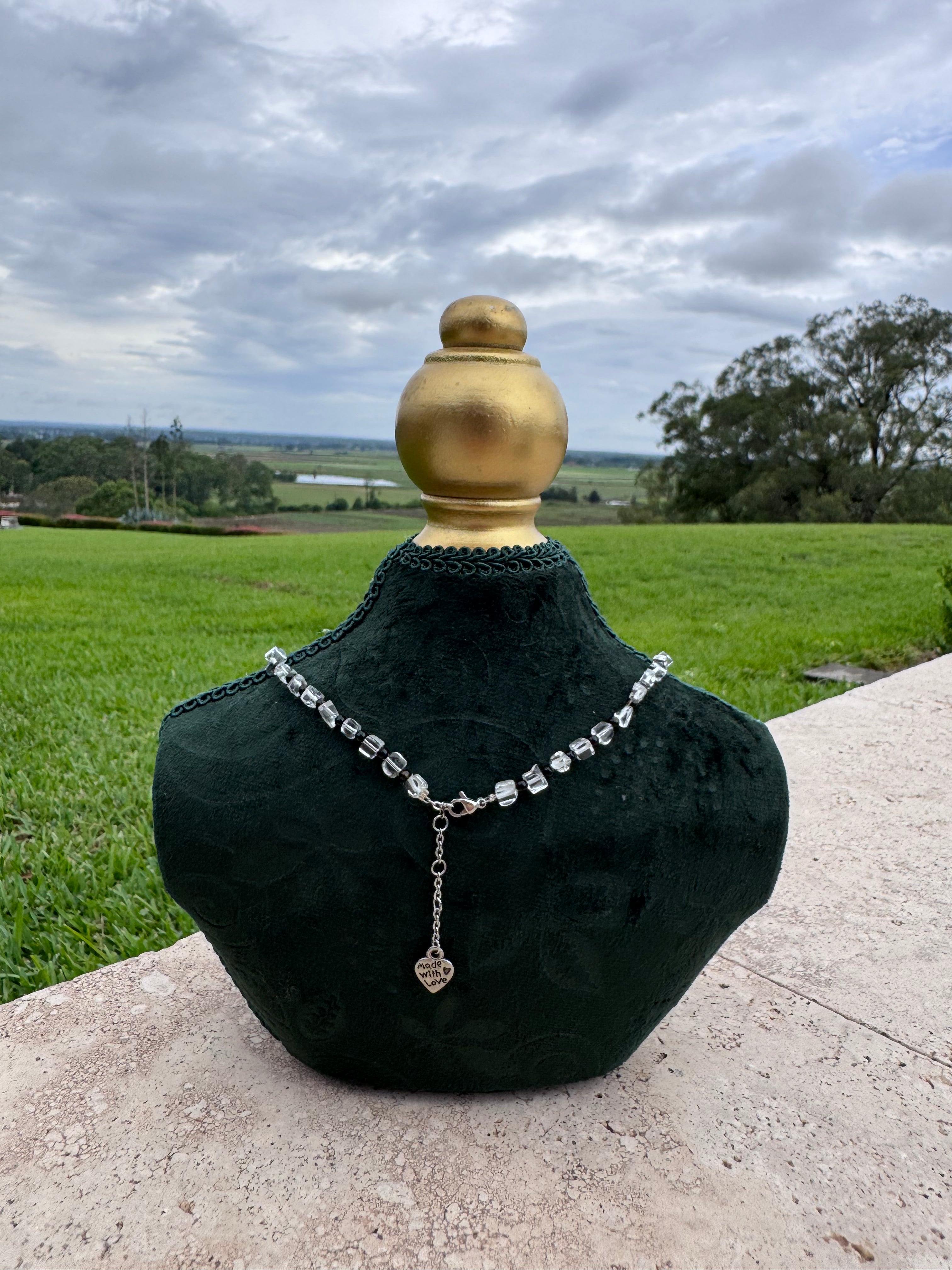 Clear Quartz, Black Agate, Moonstone & Labradorite Necklace