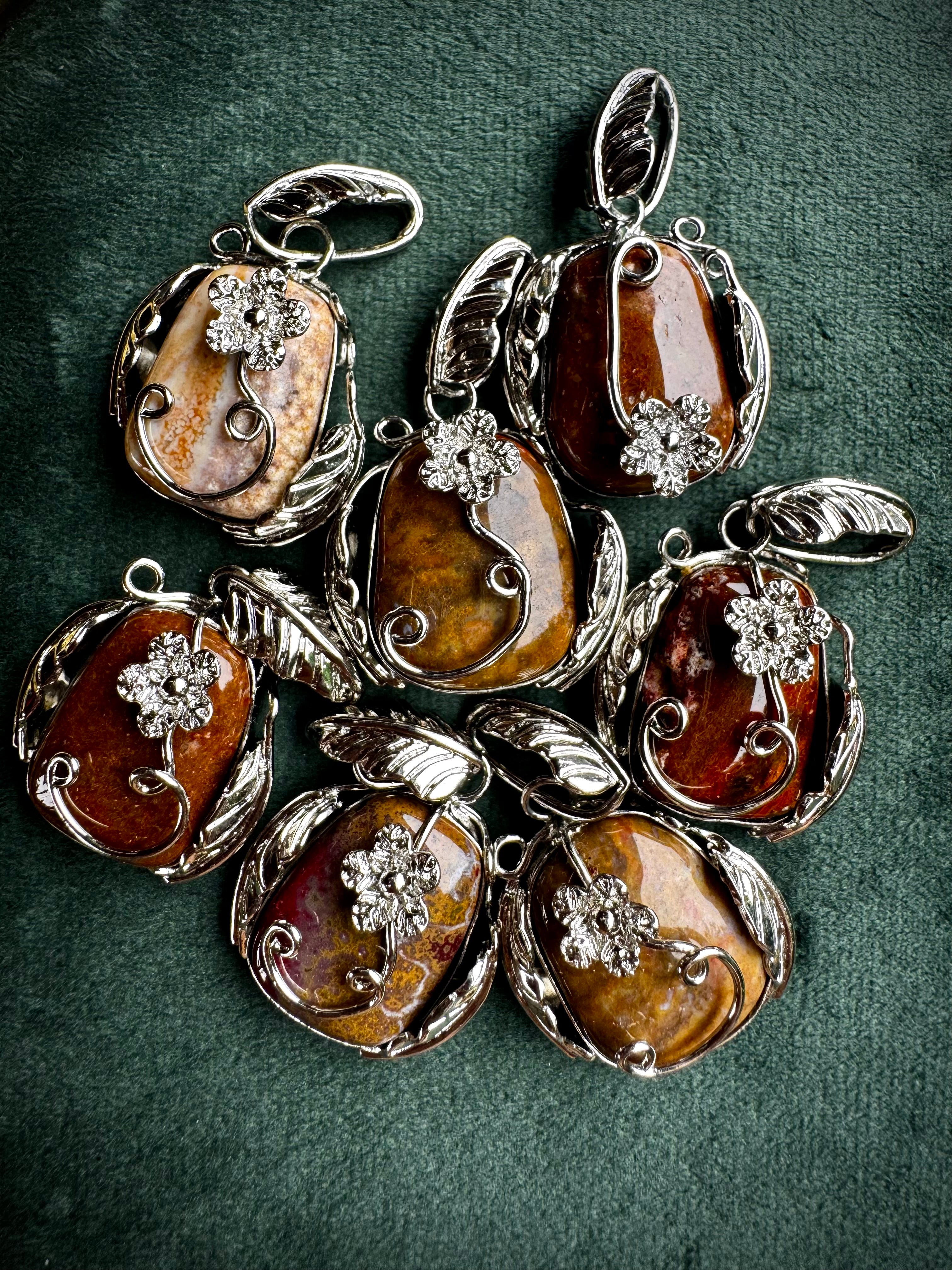 Ocean Jasper Floral Pendant