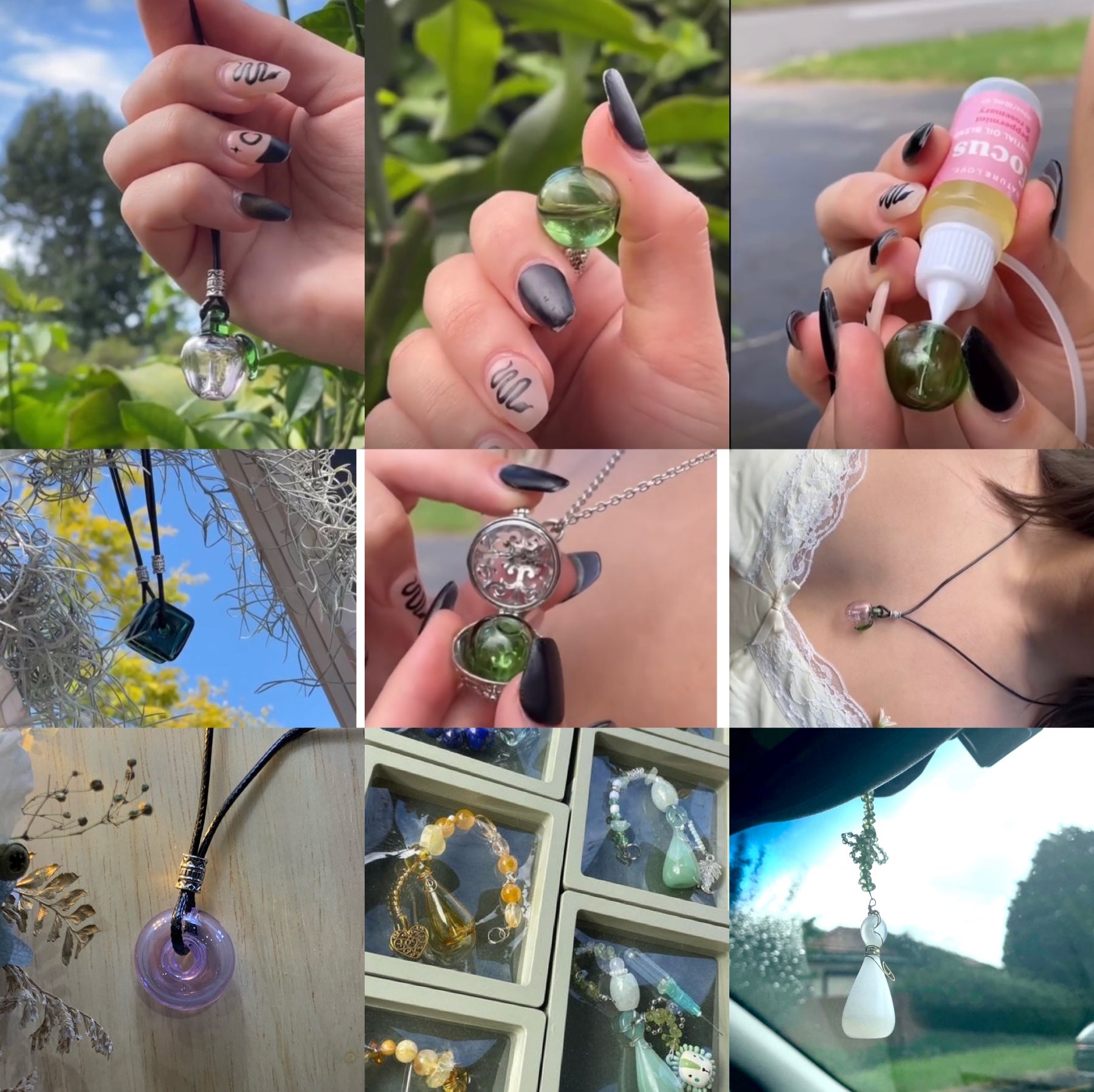 Square Essential Oil Glass Bottle Necklace