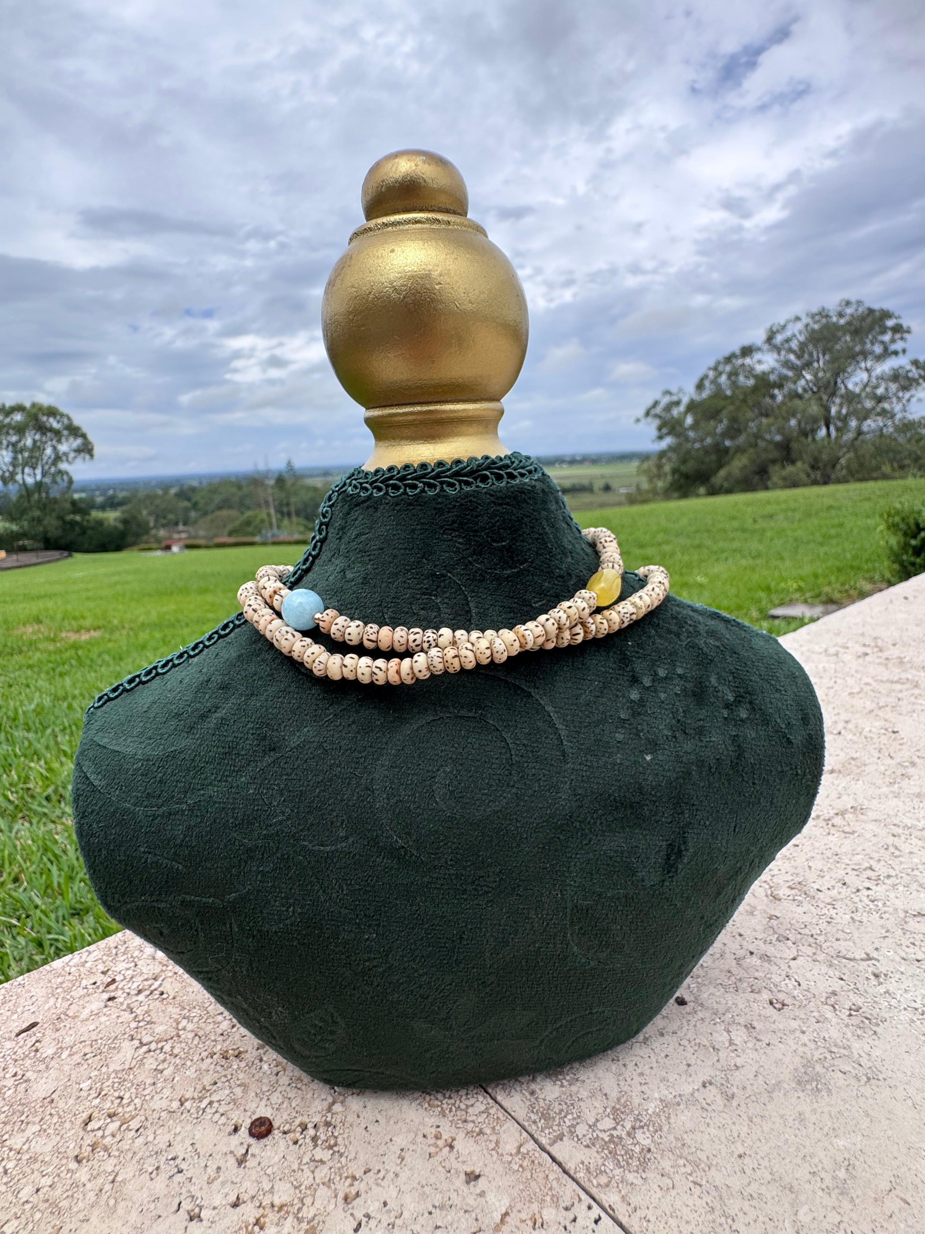 andmade Star and Moon Bodhi Seeds necklace