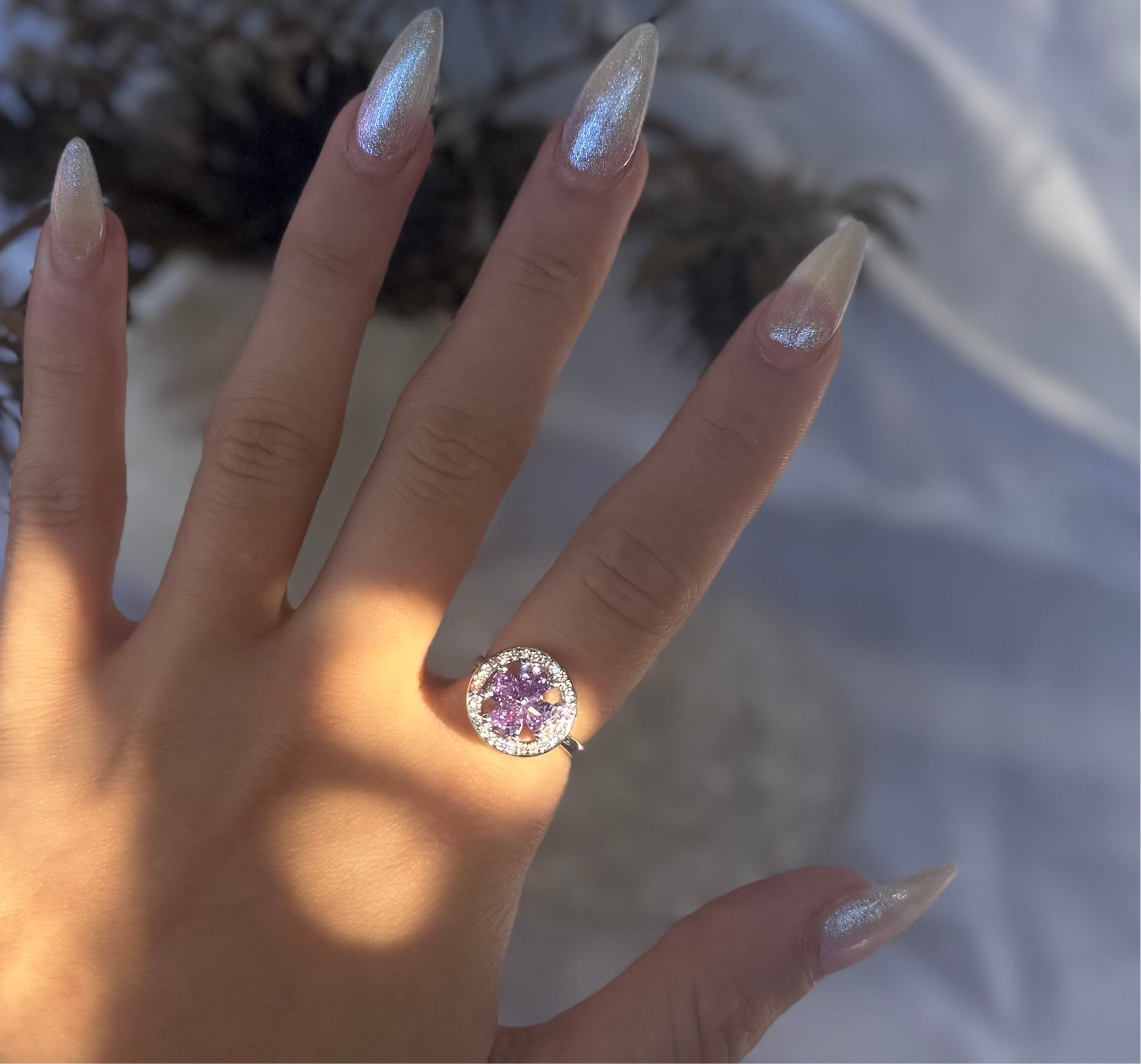 Purple 4 Leaf Clover Fidget Ring