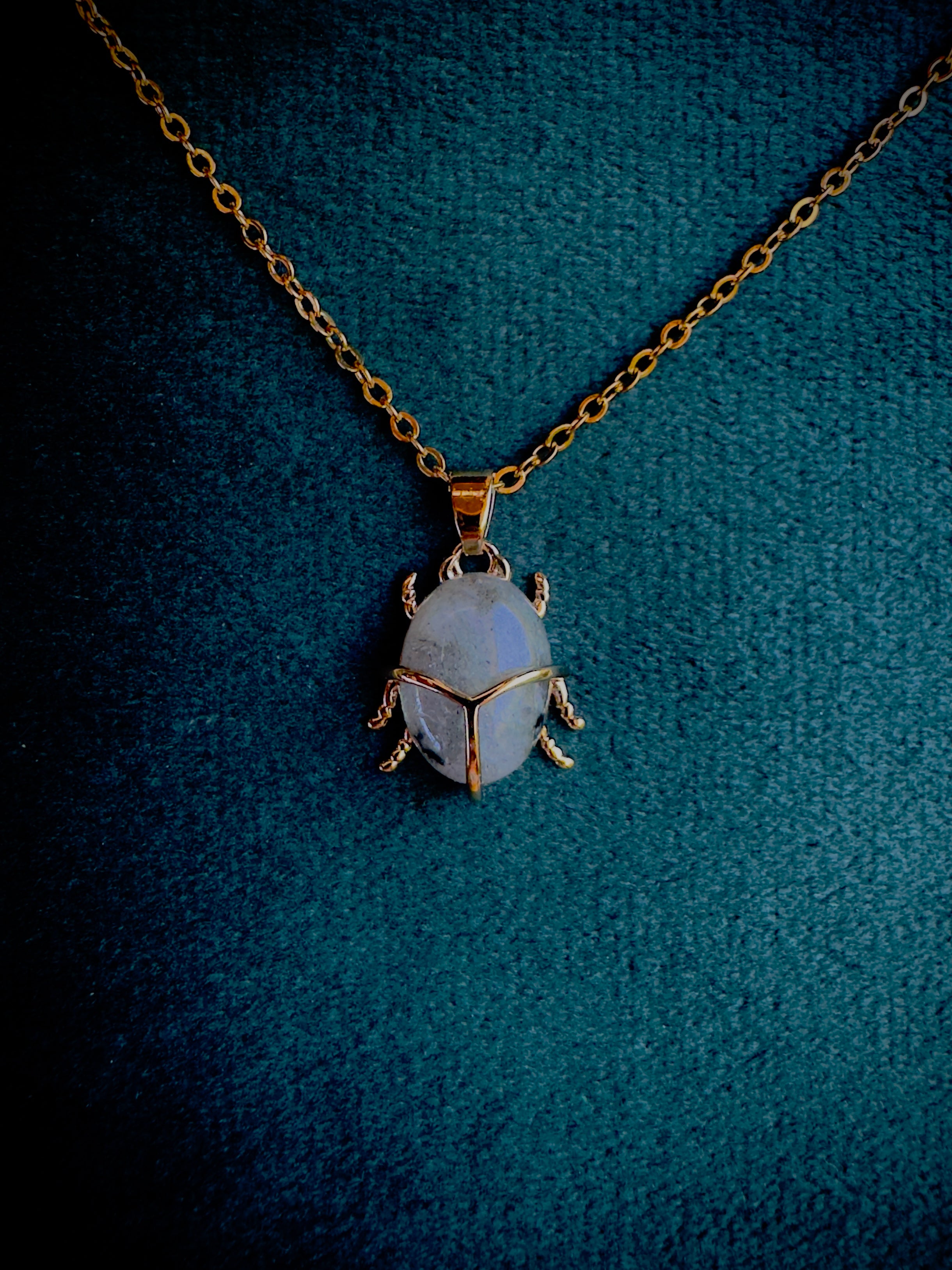 Labradorite Beetle Charm