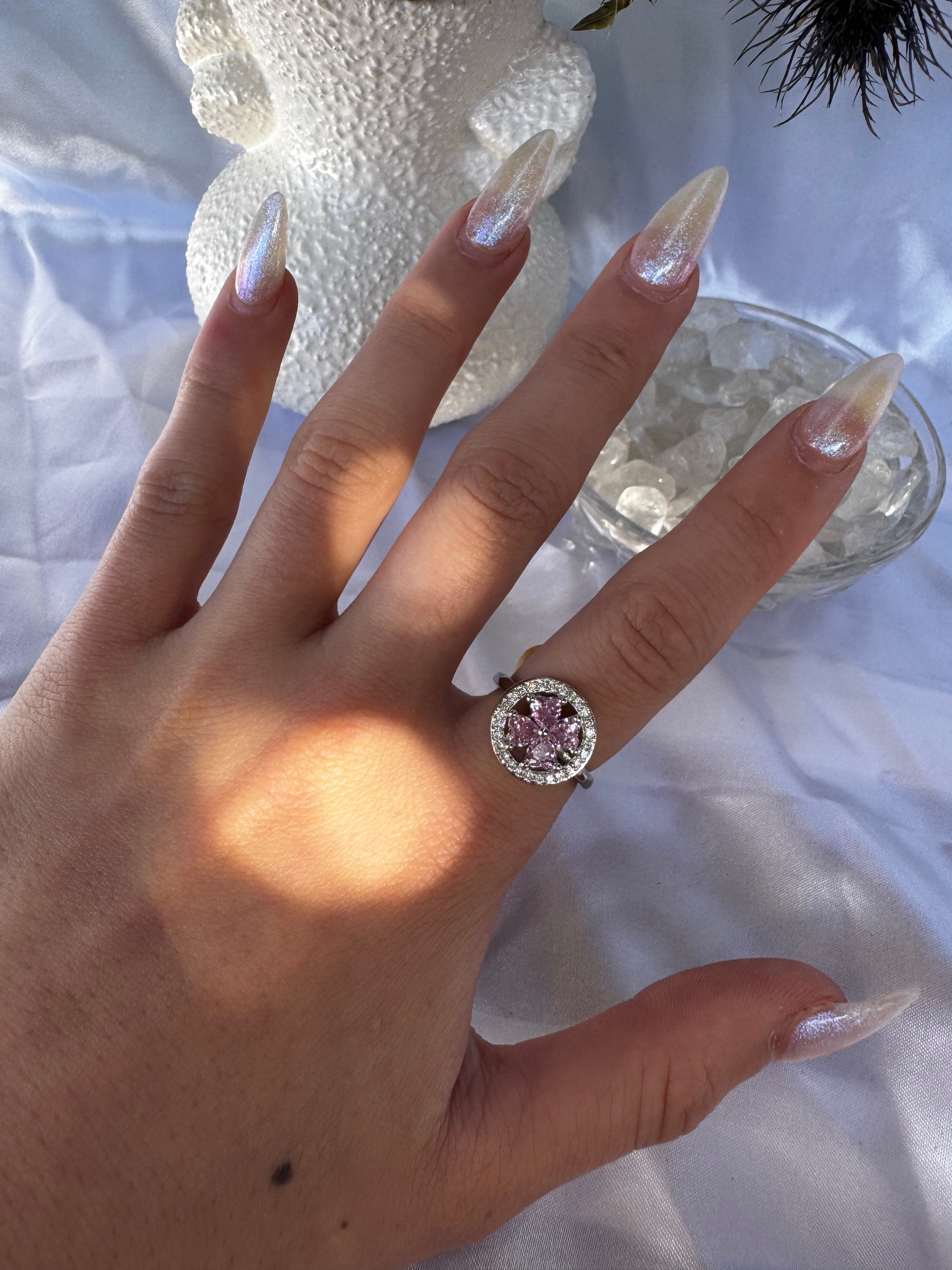 Pink 4 Leaf Clover Fidget Ring