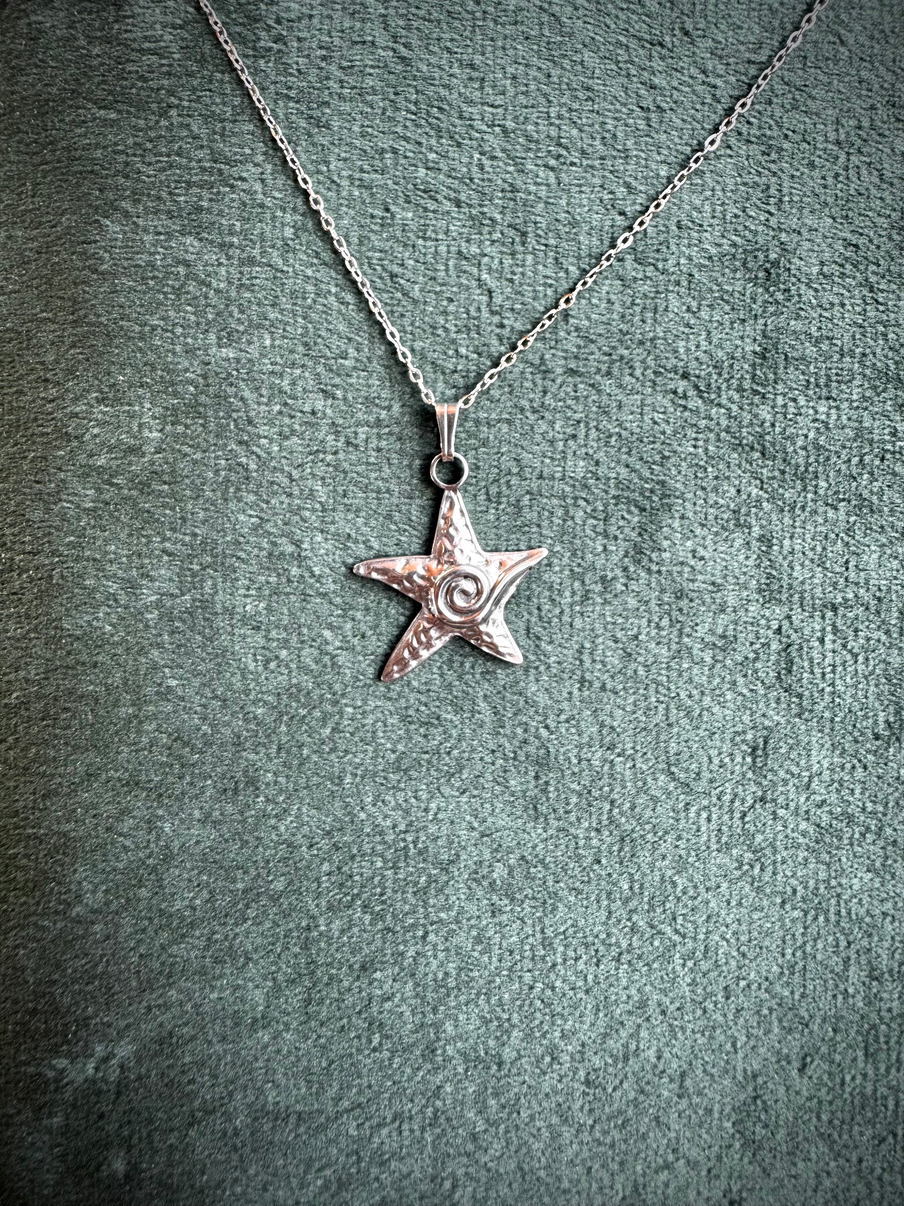 Gold or Silver Starfish with Wave