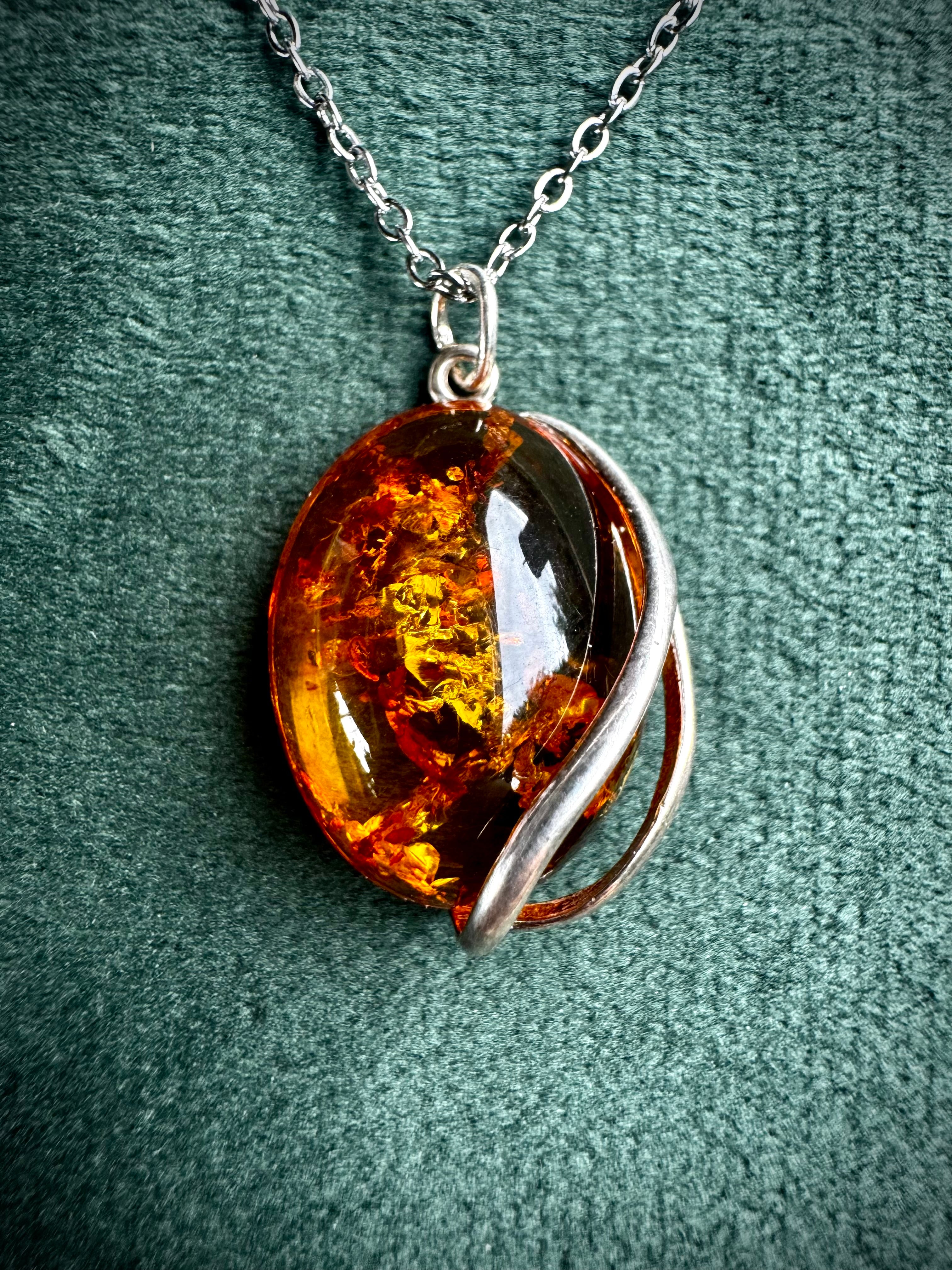 S925 Baltic Amber Pendants