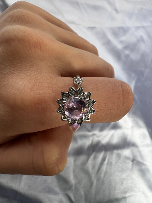 Pink or Clear Sunflower Zirconia Fidget Ring