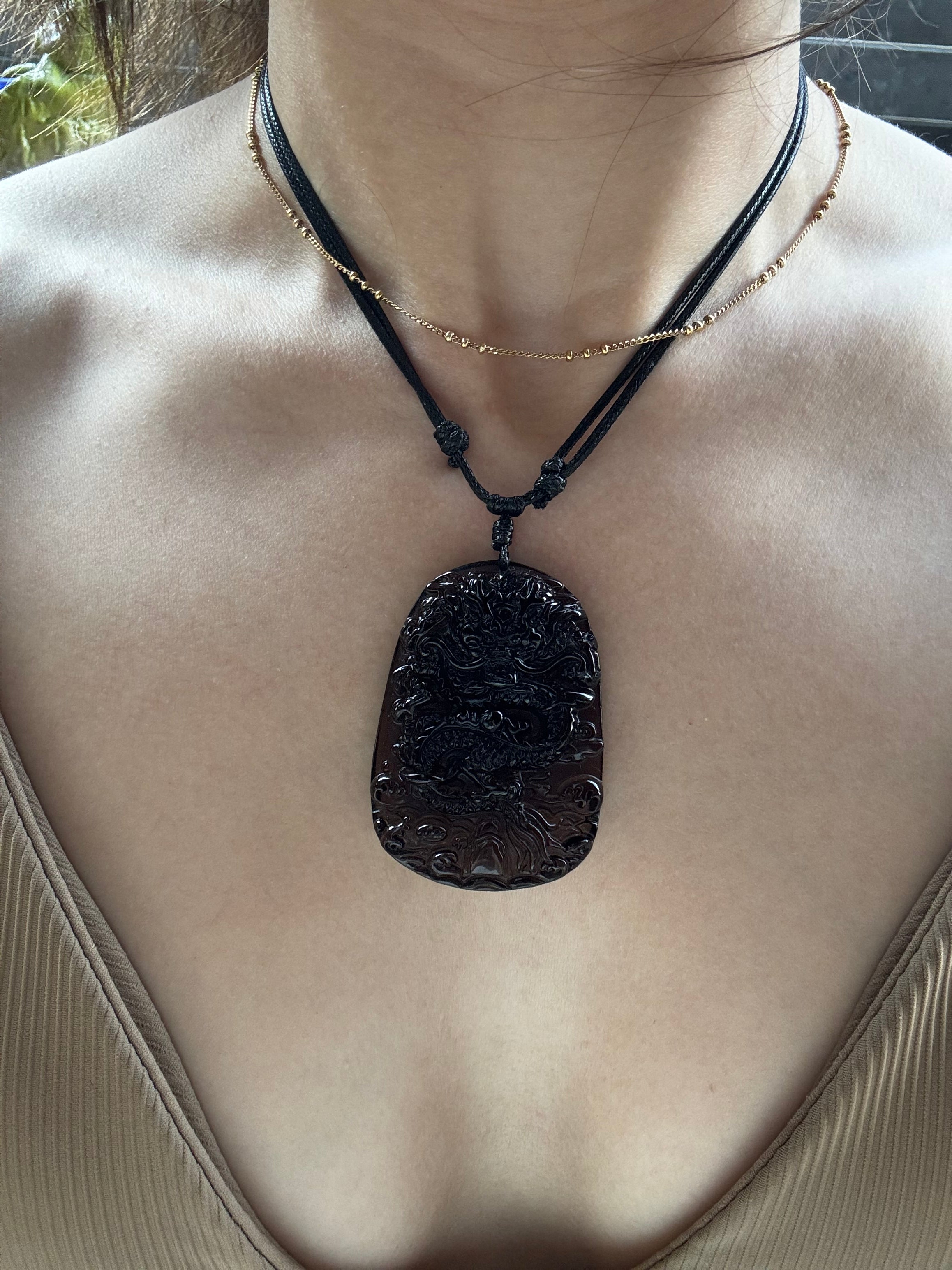 Obsidian Dragon Pendants