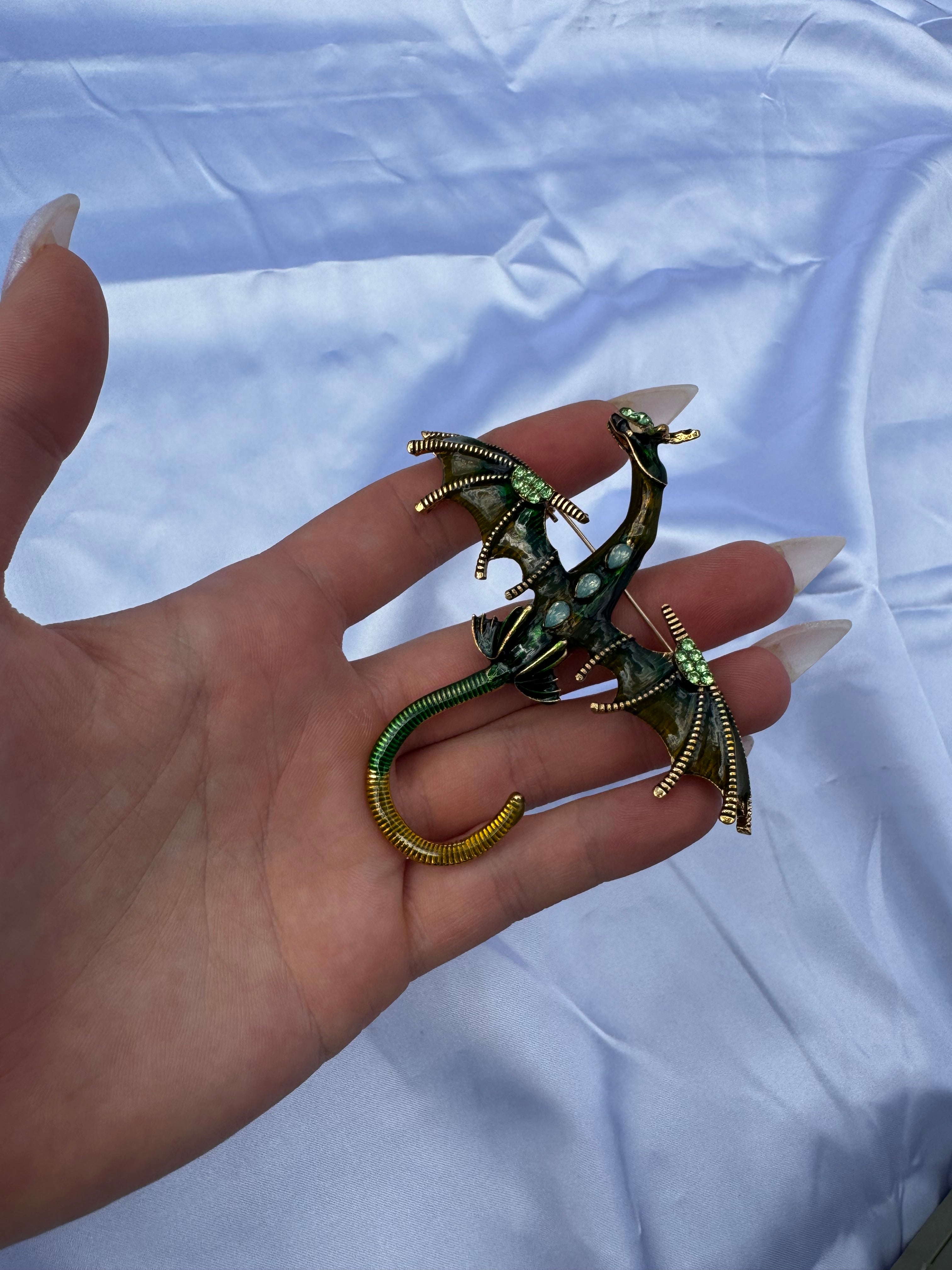 Celtic fantasy dragon enameled Broach