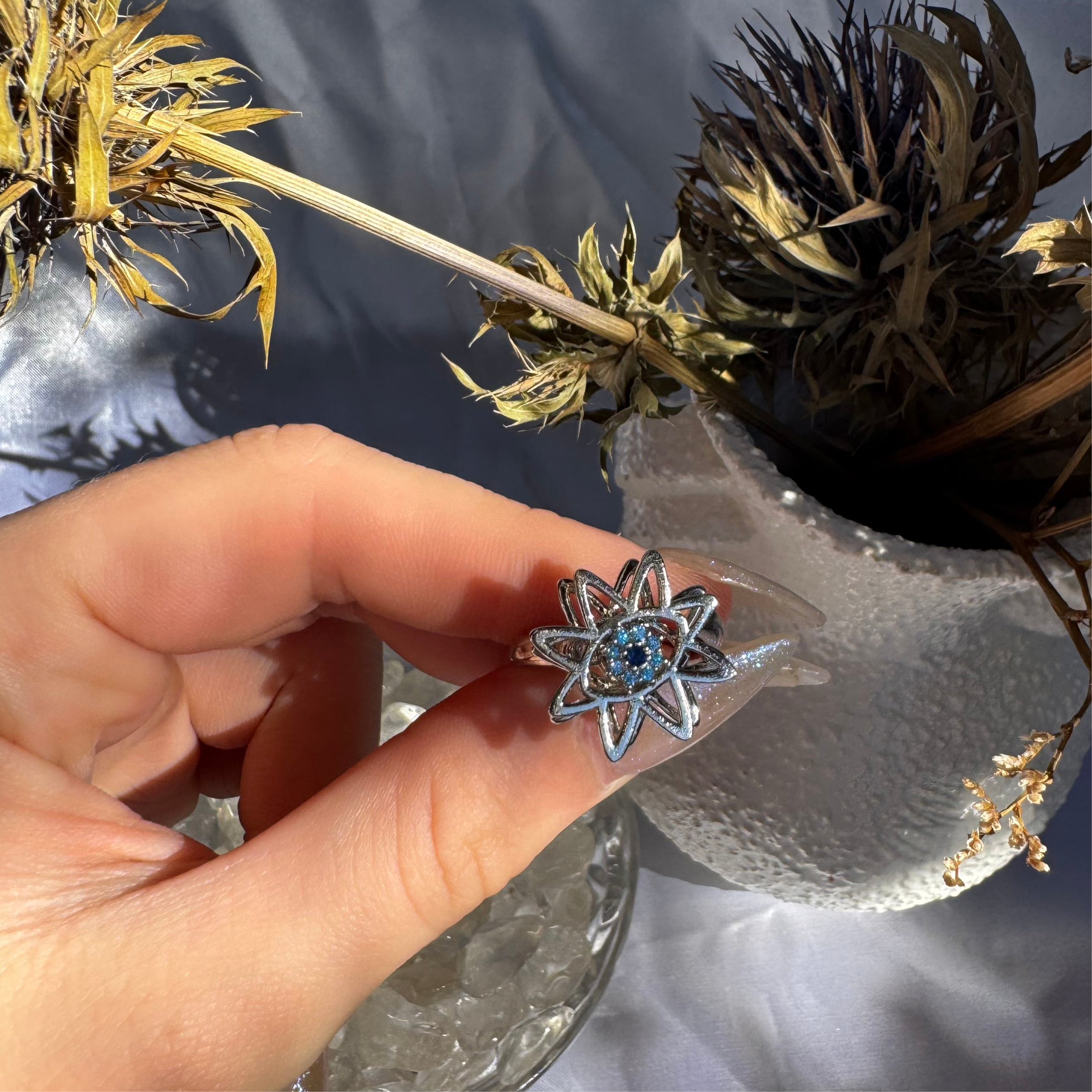 Gold and Silver Evil Eye Star Fidget Ring