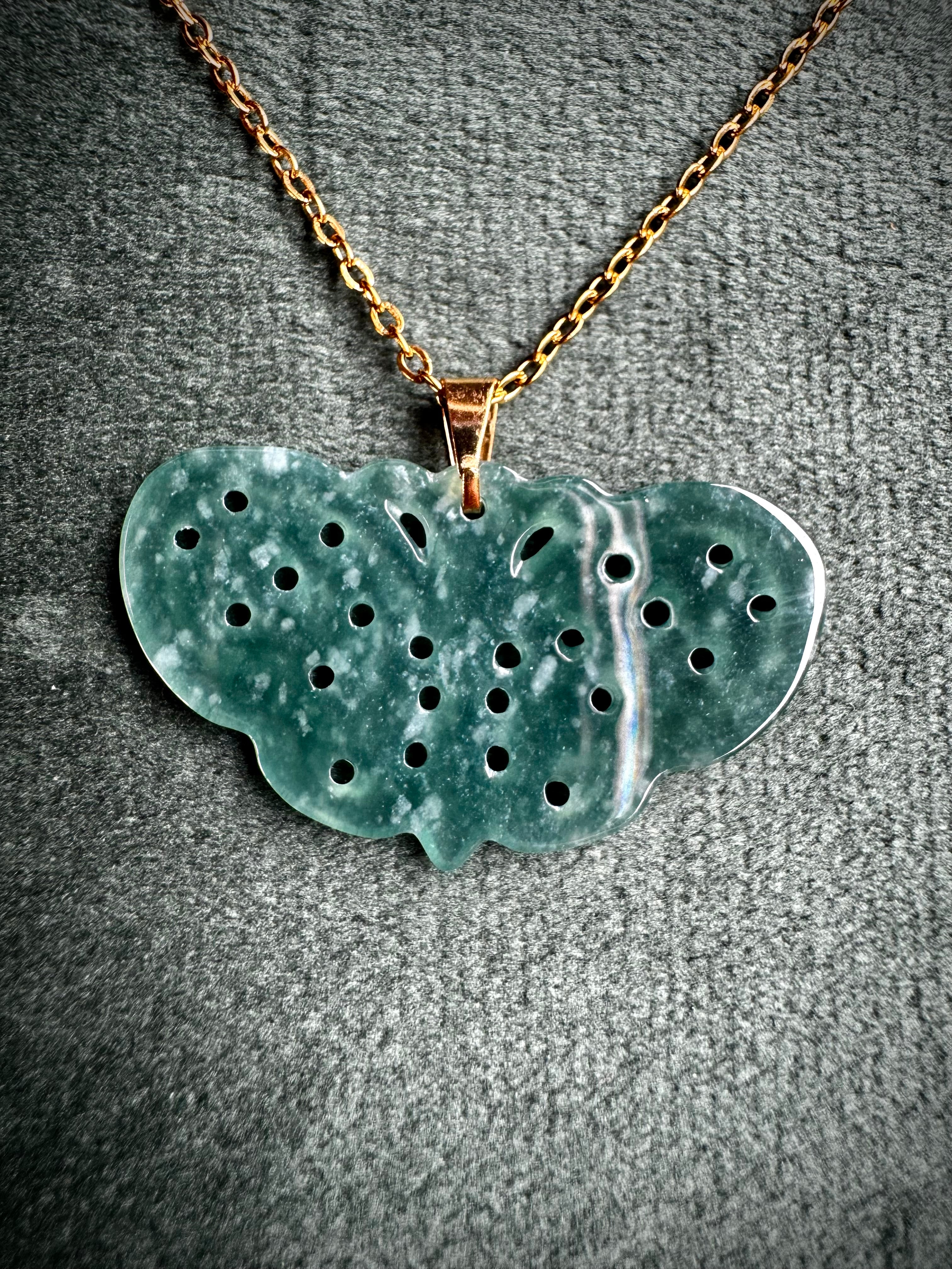 Blue Jade Butterfly Pendant