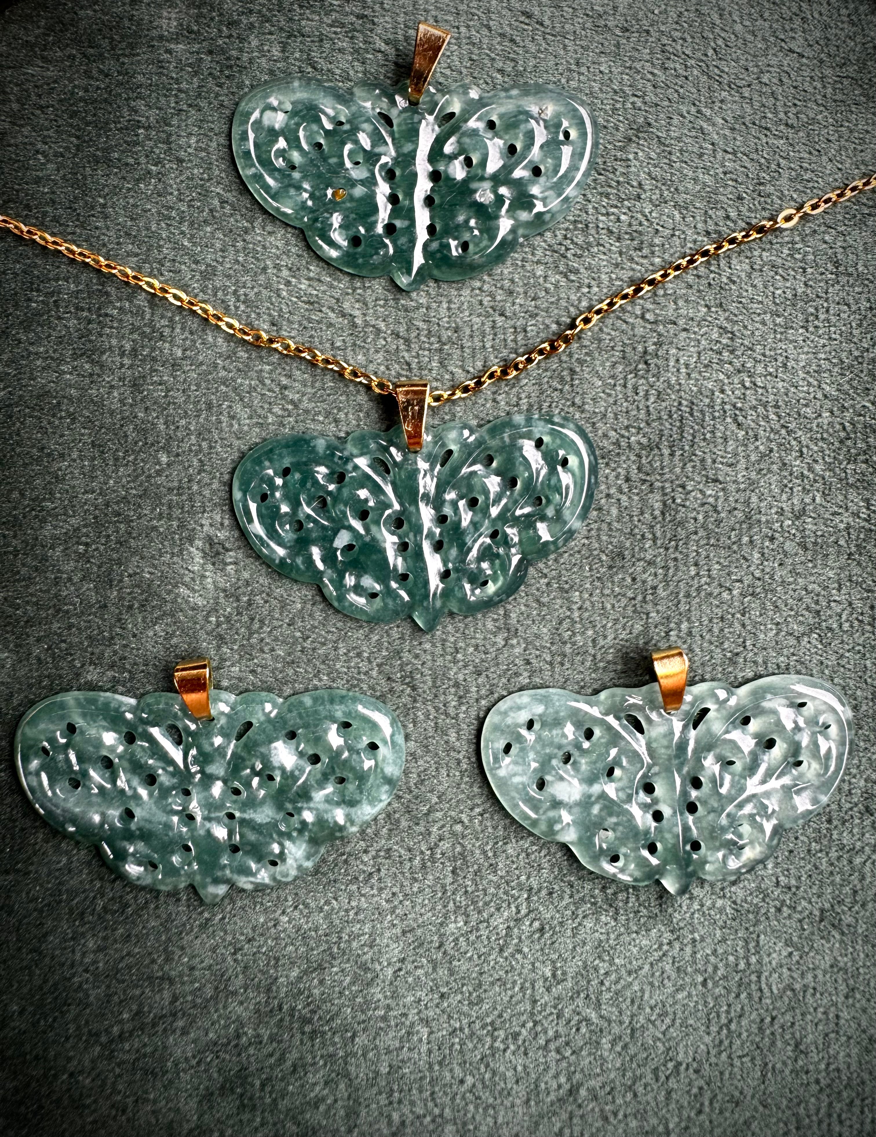 Blue Jade Butterfly Pendant