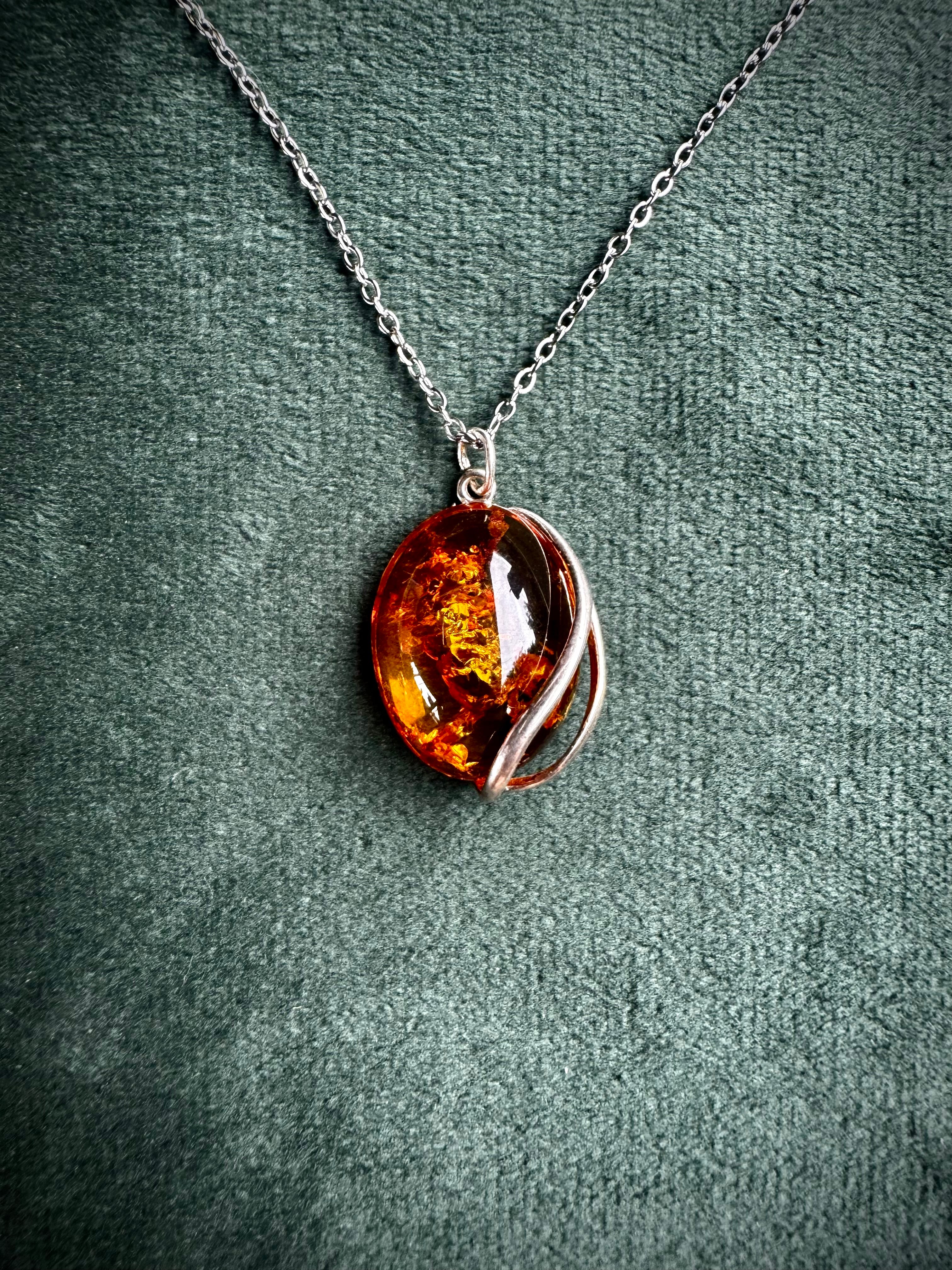 S925 Baltic Amber Pendants