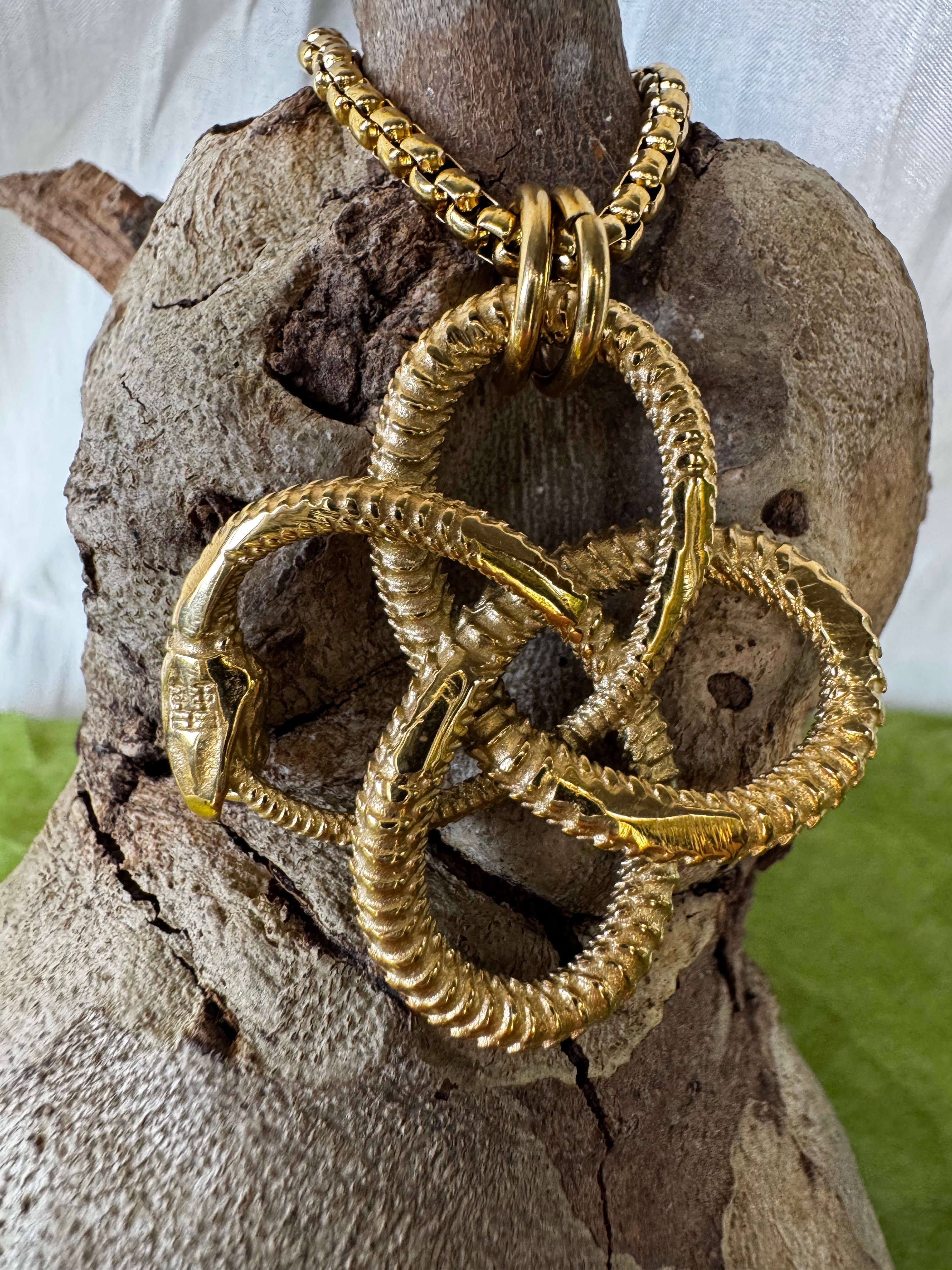 Gold Ouroboros Stainless Steel Pendant