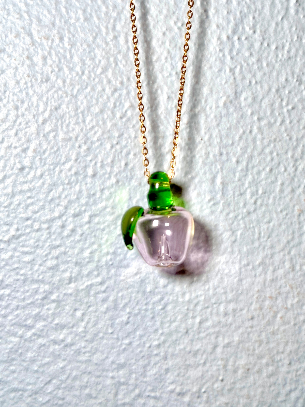 Apple Essential Oil Glass Bottle Gold Chain Necklace