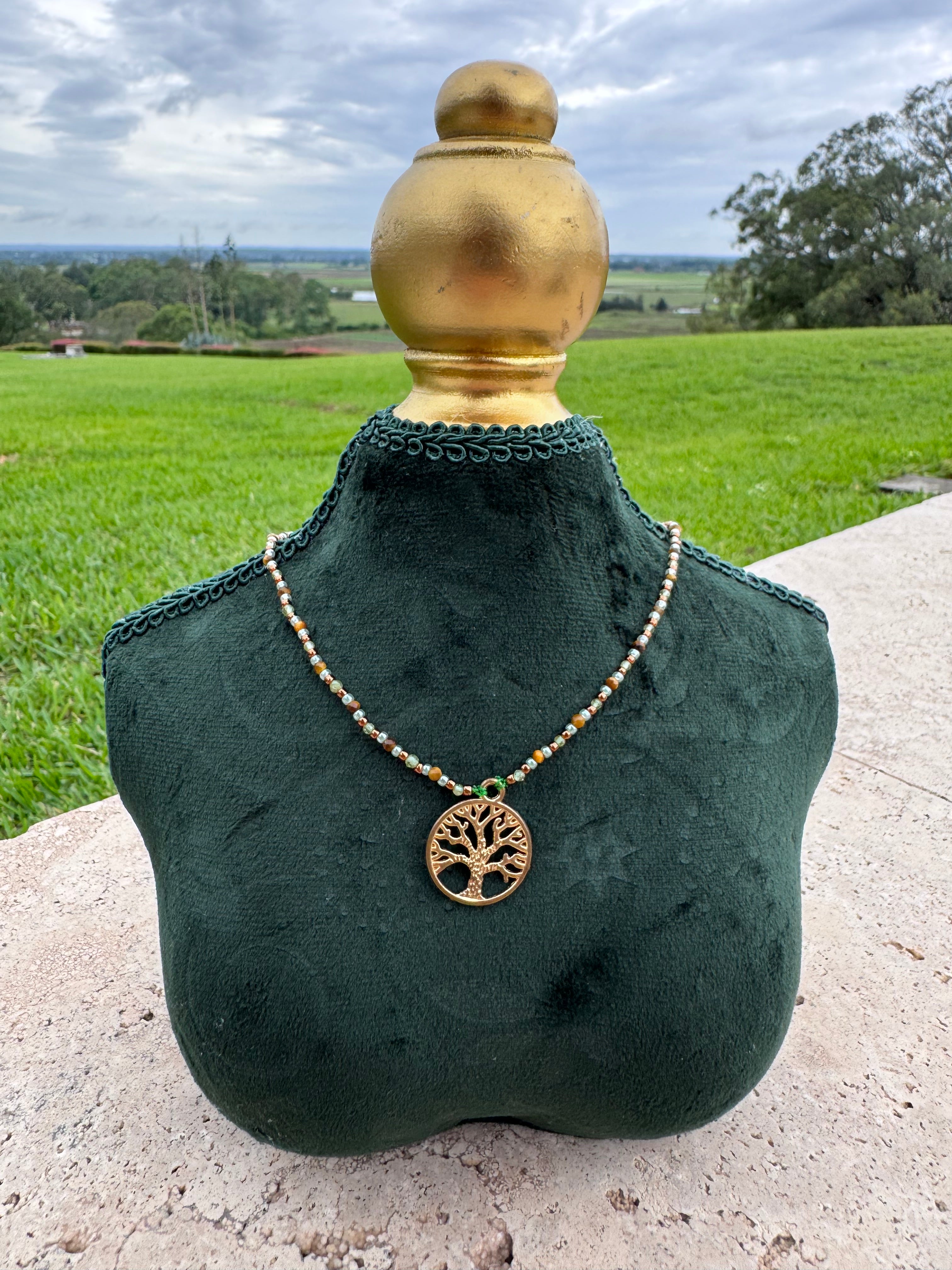 Peridot & Tiger’s Eye Tree of Life Choker