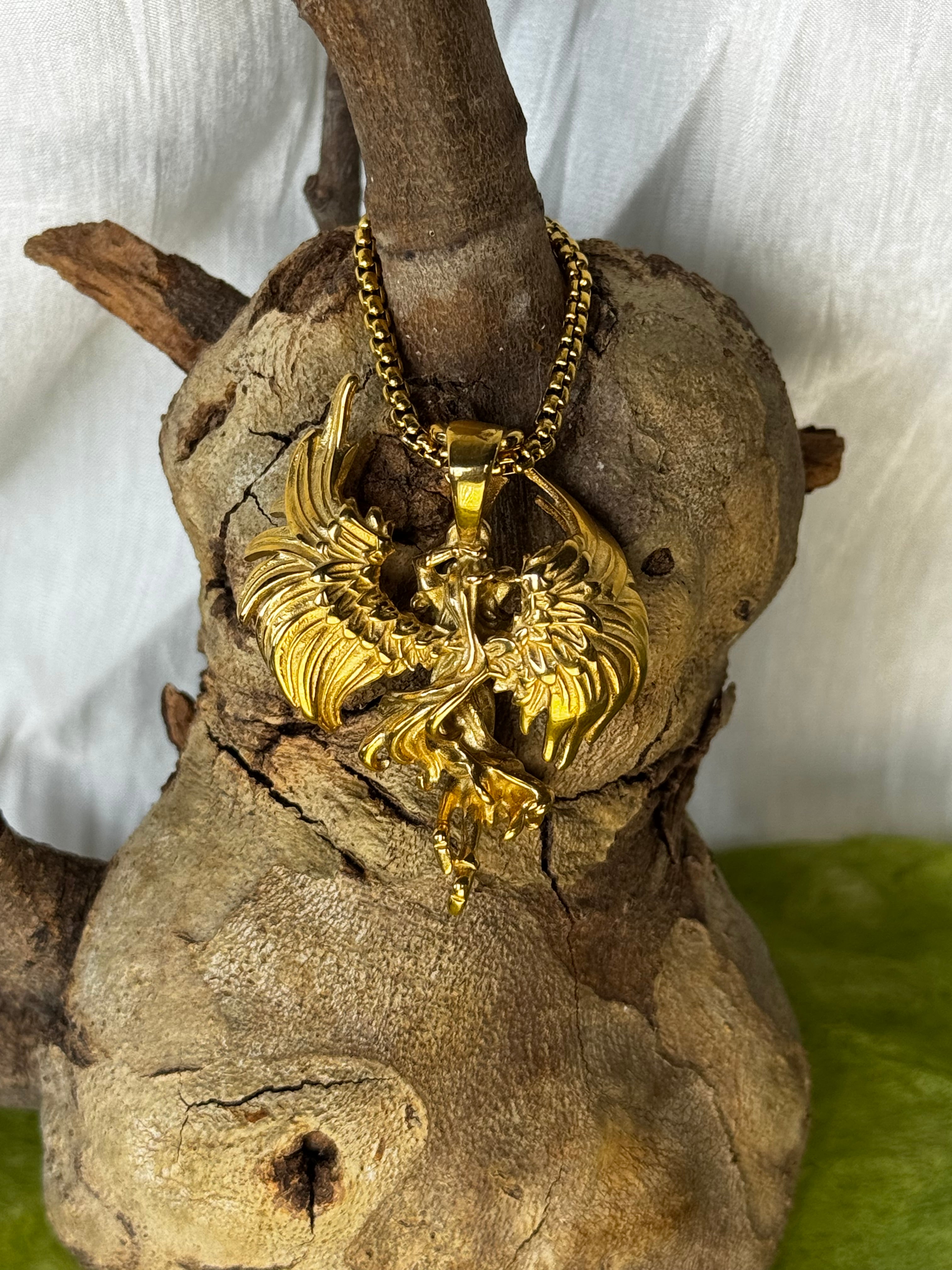 Fallen Angel Gold Stainless Steel Pendant
