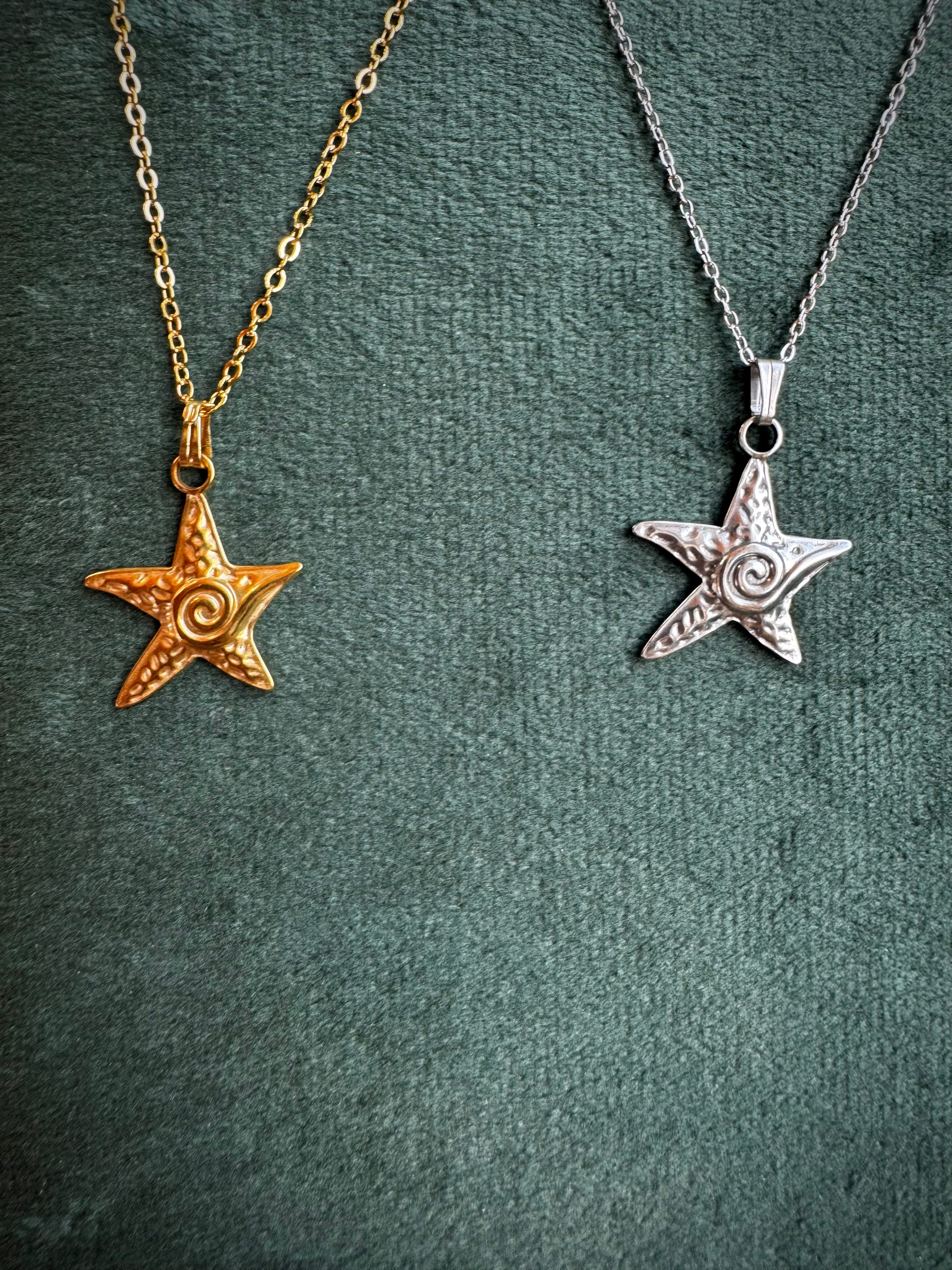 Gold or Silver Starfish with Wave