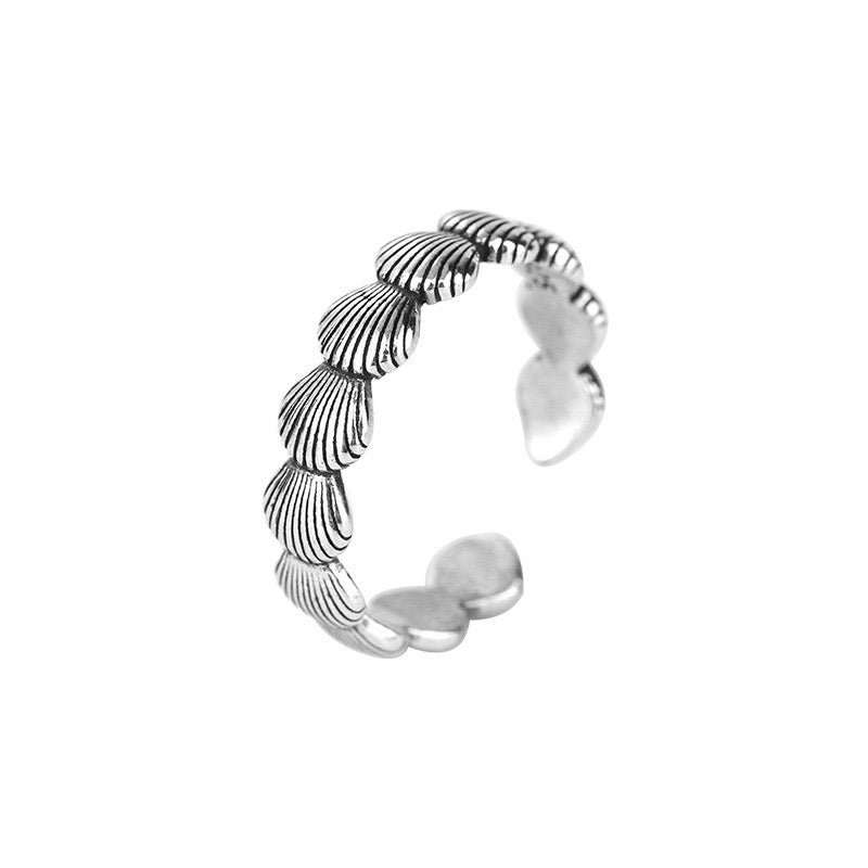 silver sea shell ring