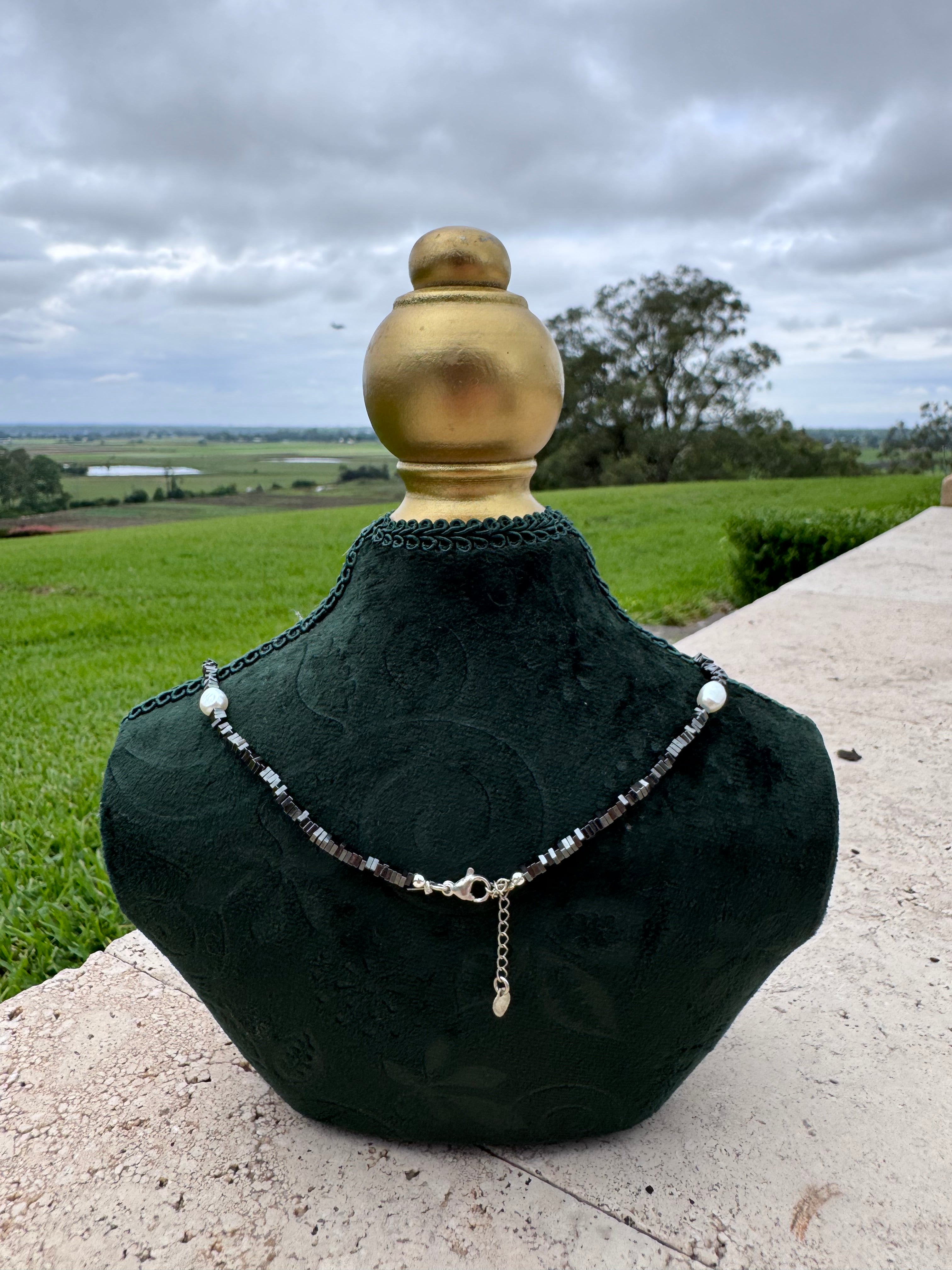 Hematite & Pearl Choker