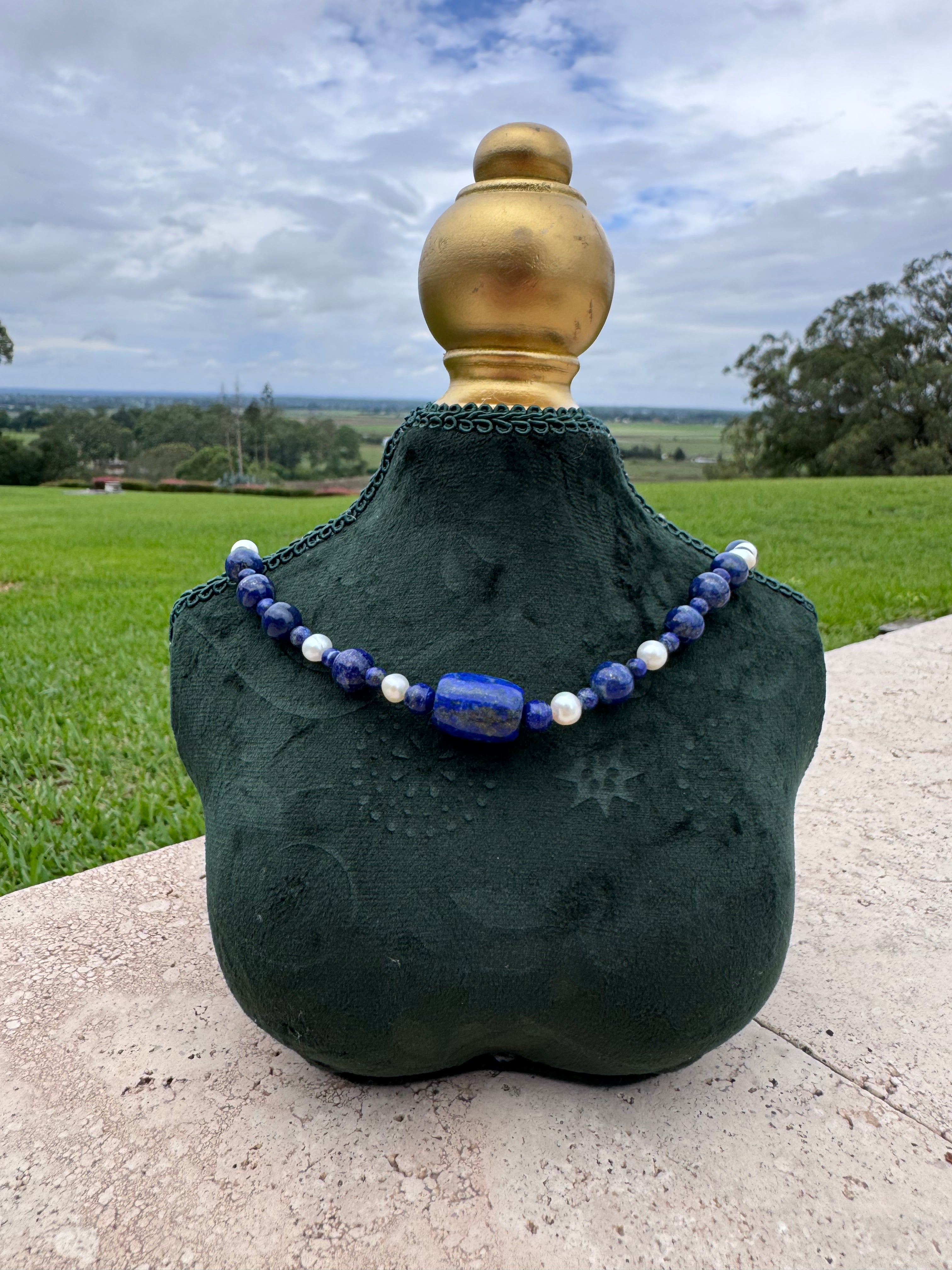 Lapis and Pearl Necklace