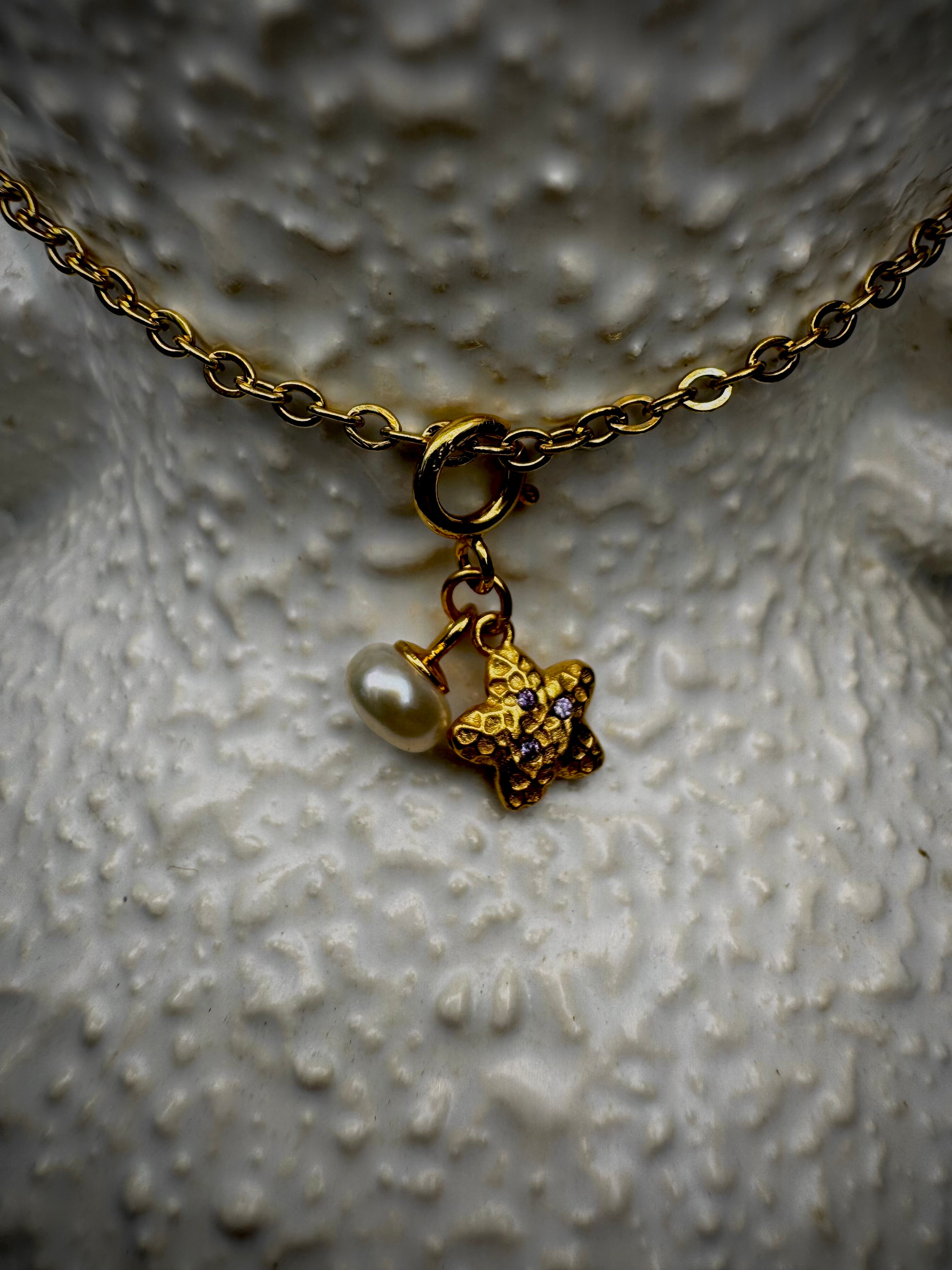 MINI Starfish and Freshwater Pearl S925