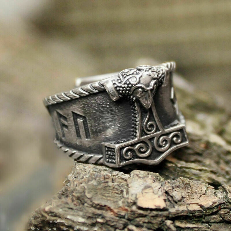 oxidised silver thor ring