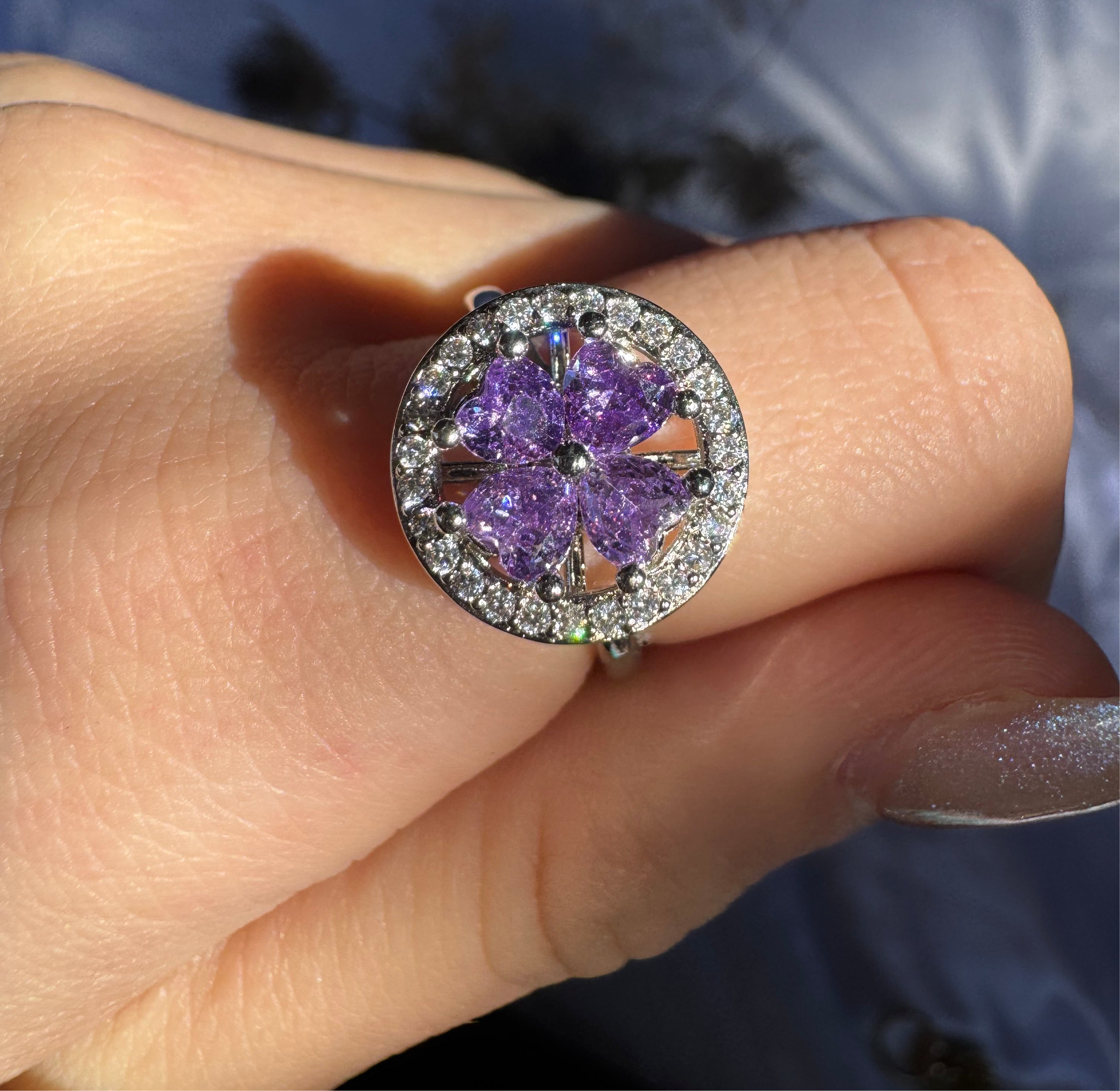 Purple 4 Leaf Clover Fidget Ring