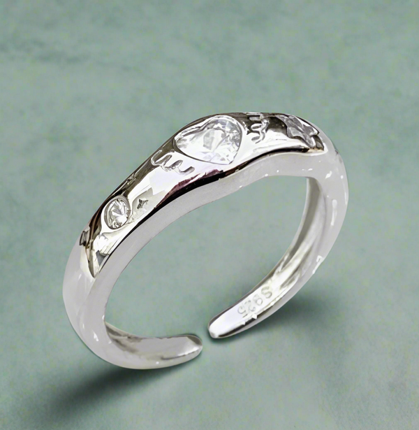 Love Heart and Stars S925 Silver Ring