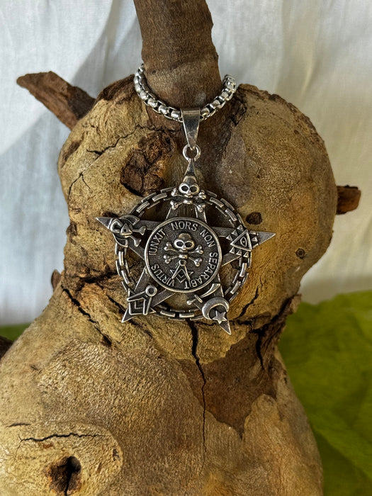 Silver Pirate star Stainless Steel Pendant