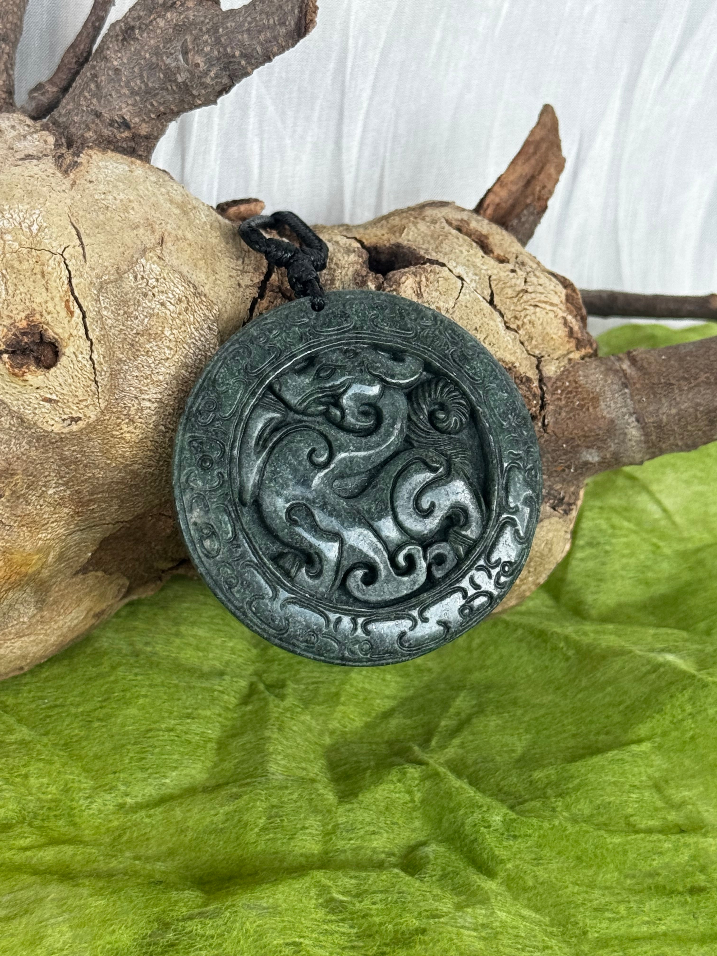 Serpentine Dragon Medallion Pendant