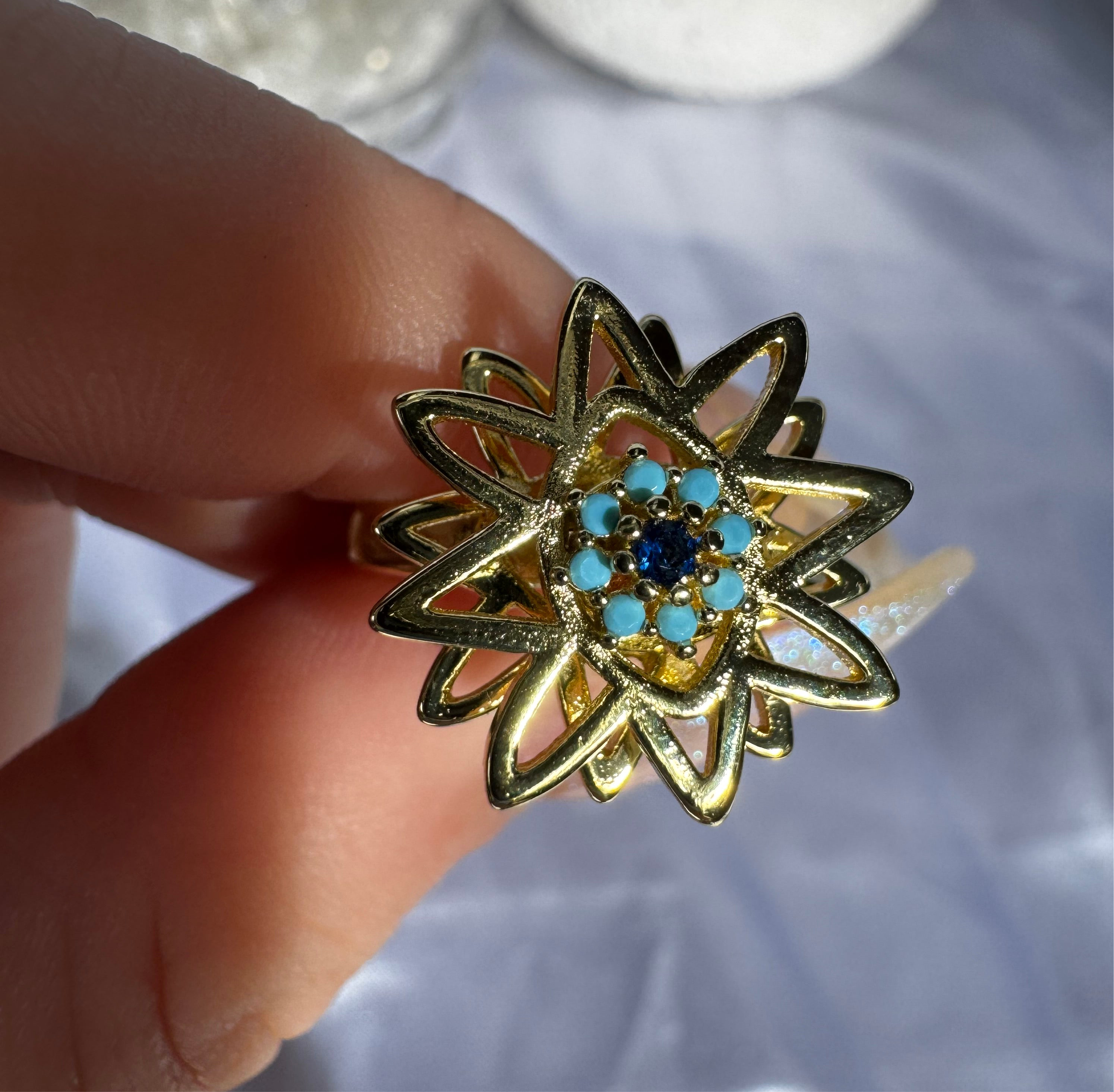 Gold and Silver Evil Eye Star Fidget Ring