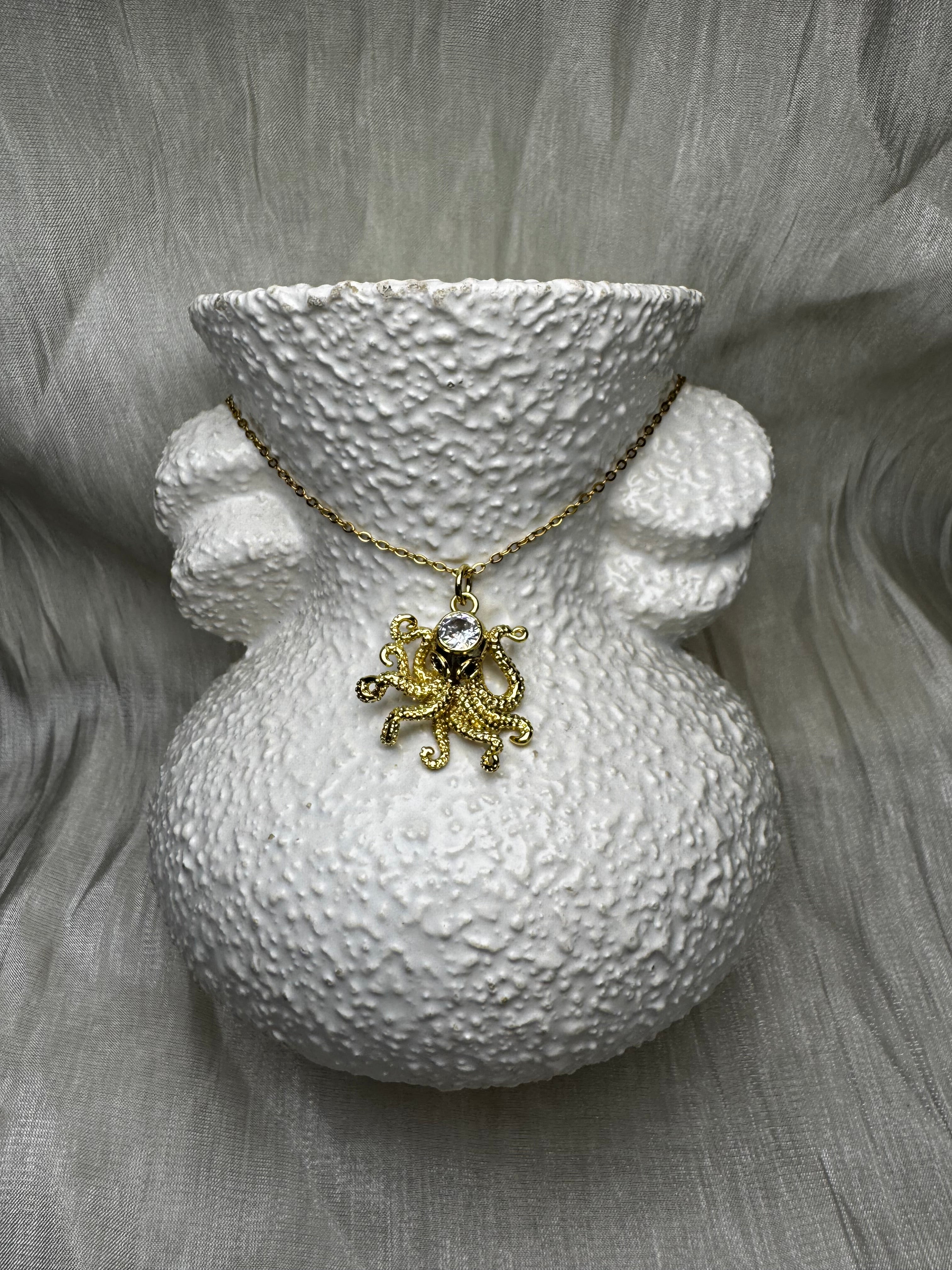 Gold Octopus Pendant