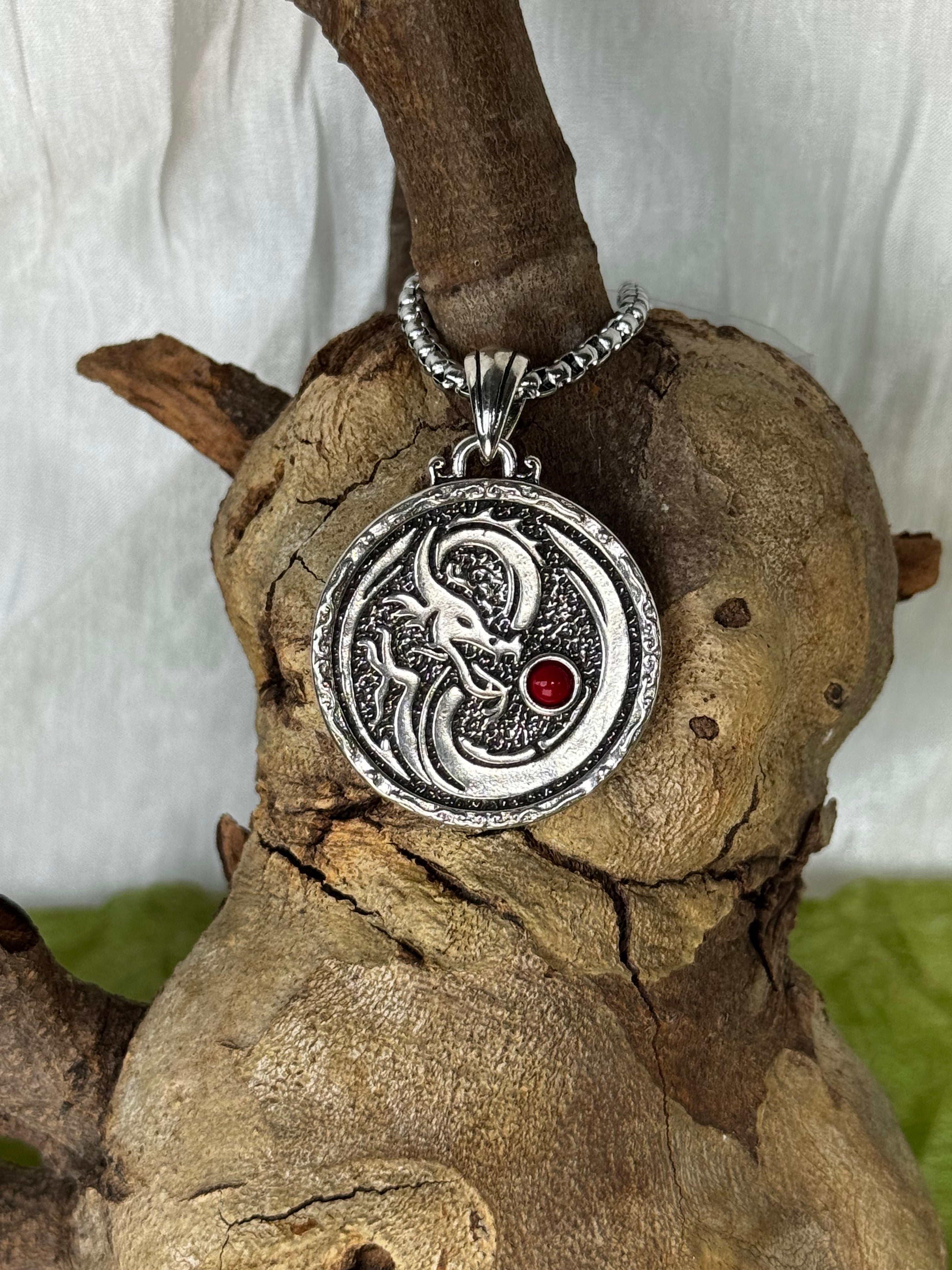 Yin Yang Dragon stainless steel Pendant