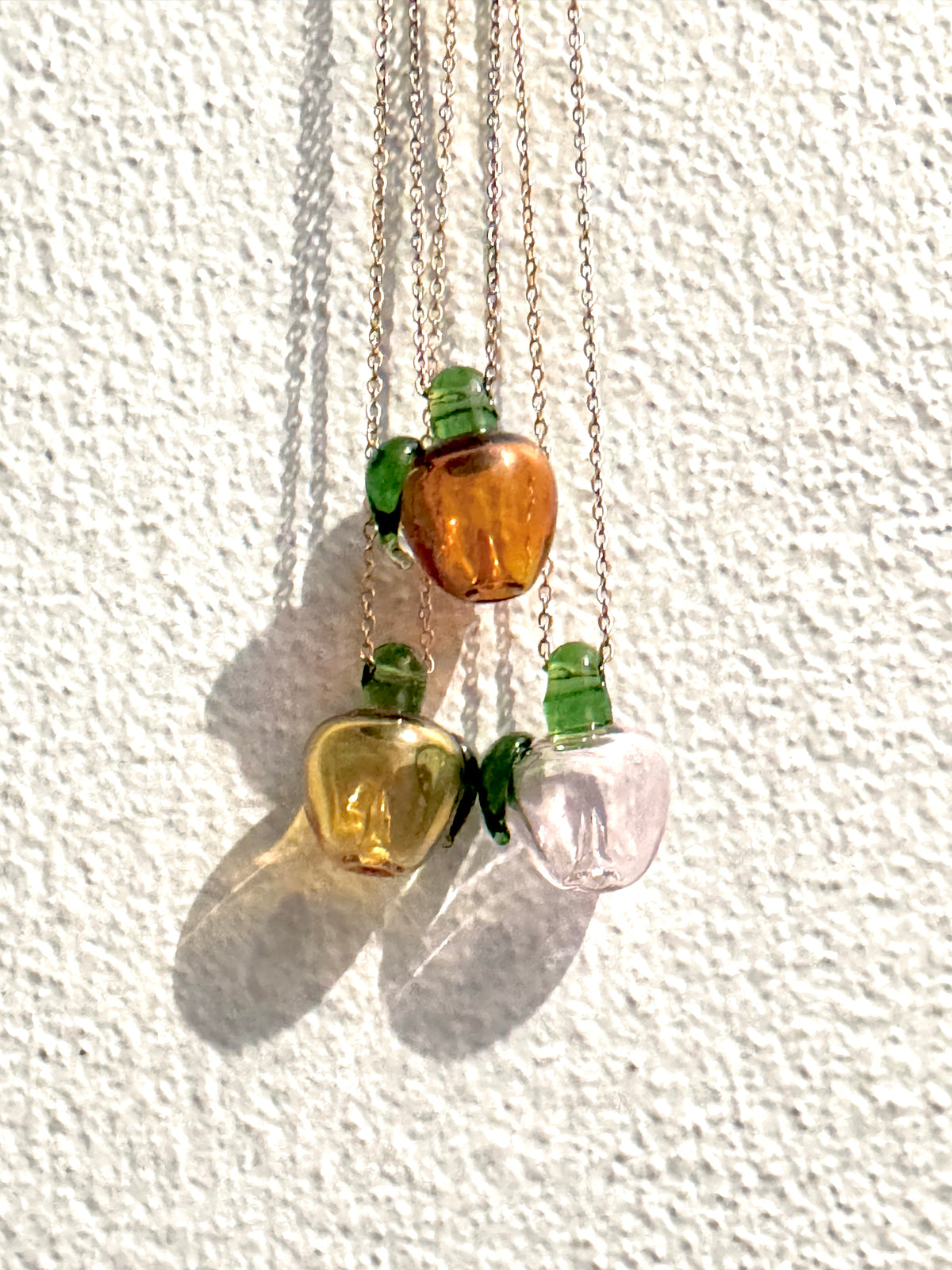 Apple Essential Oil Glass Bottle Gold Chain Necklace