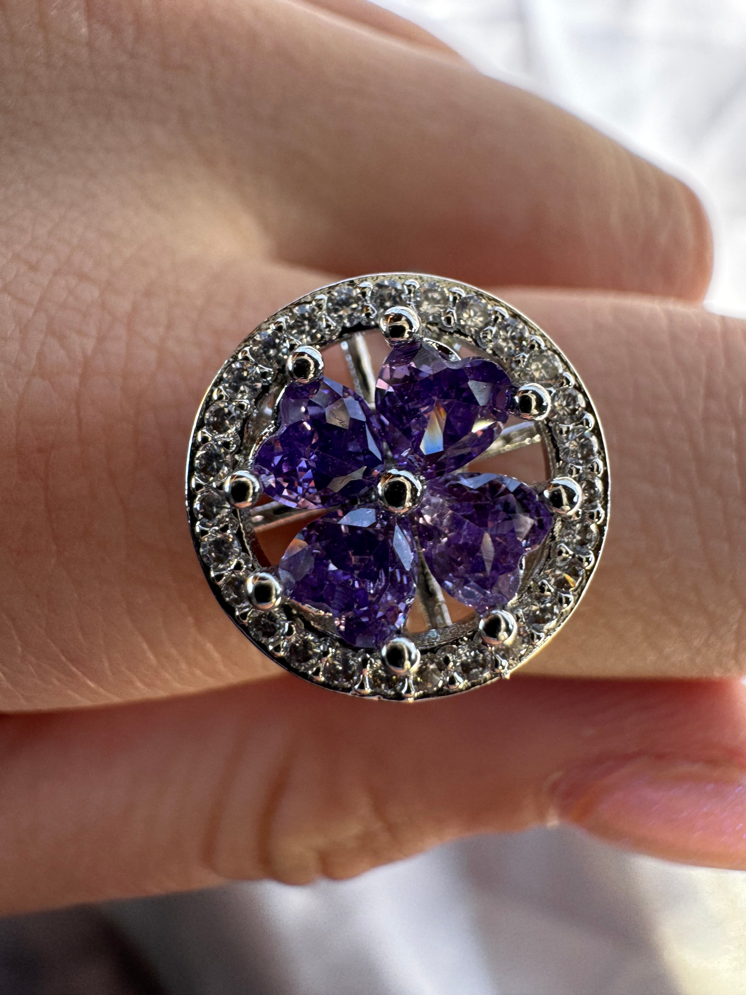 Purple 4 Leaf Clover Fidget Ring