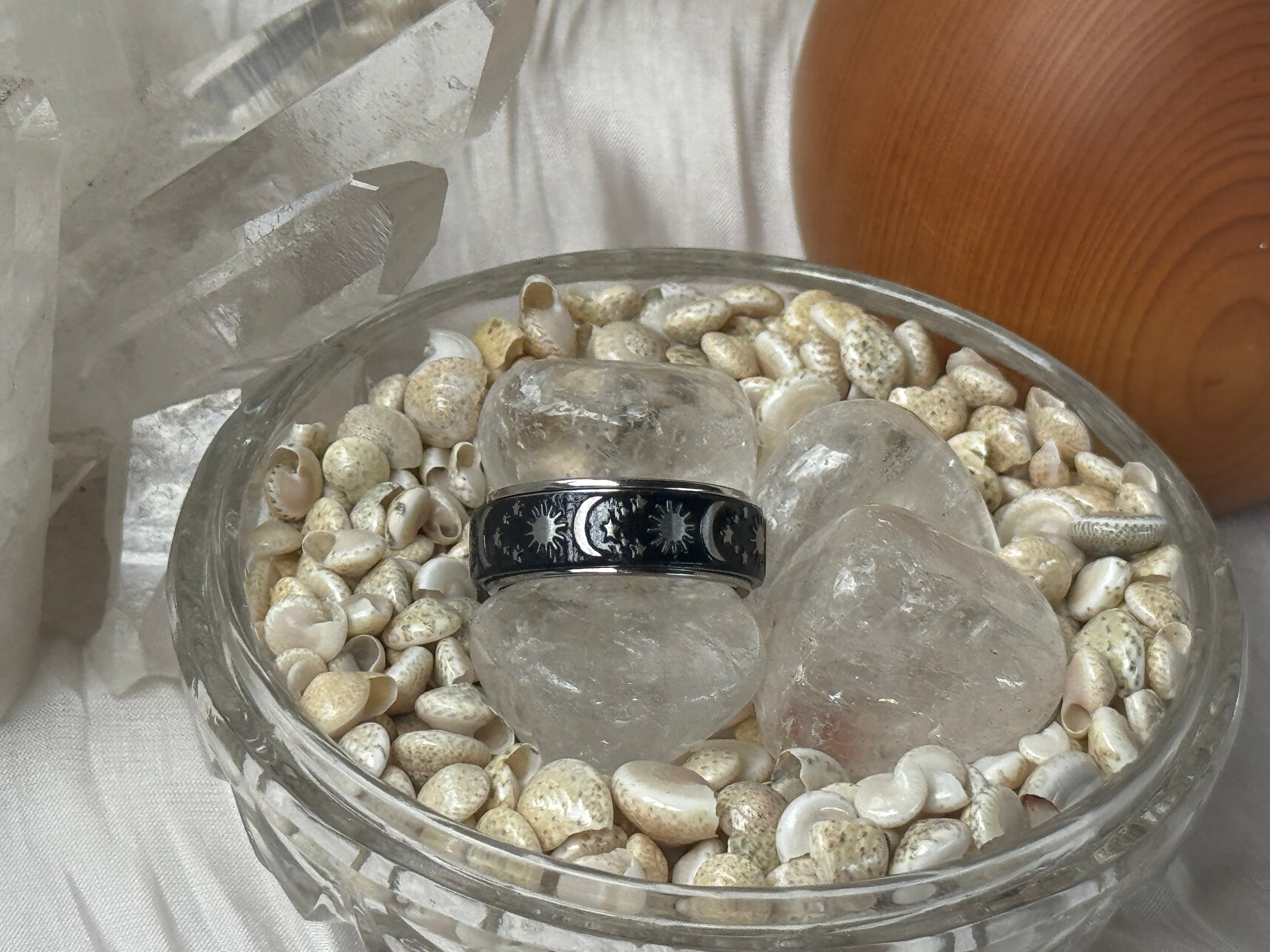 Star Moon Sun Fidget Ring - Gold Silver