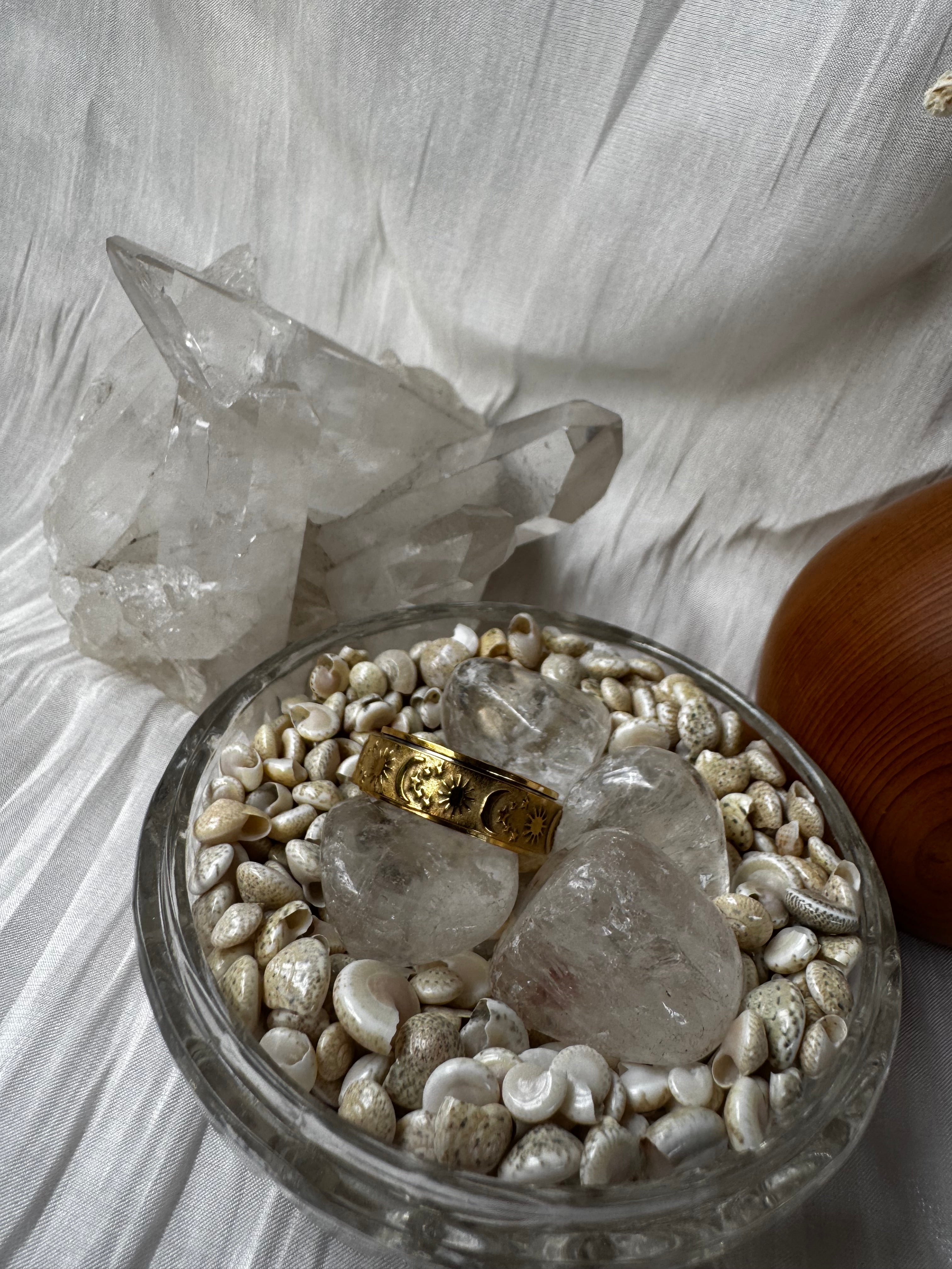 Star Moon Sun Fidget Ring - Gold Silver