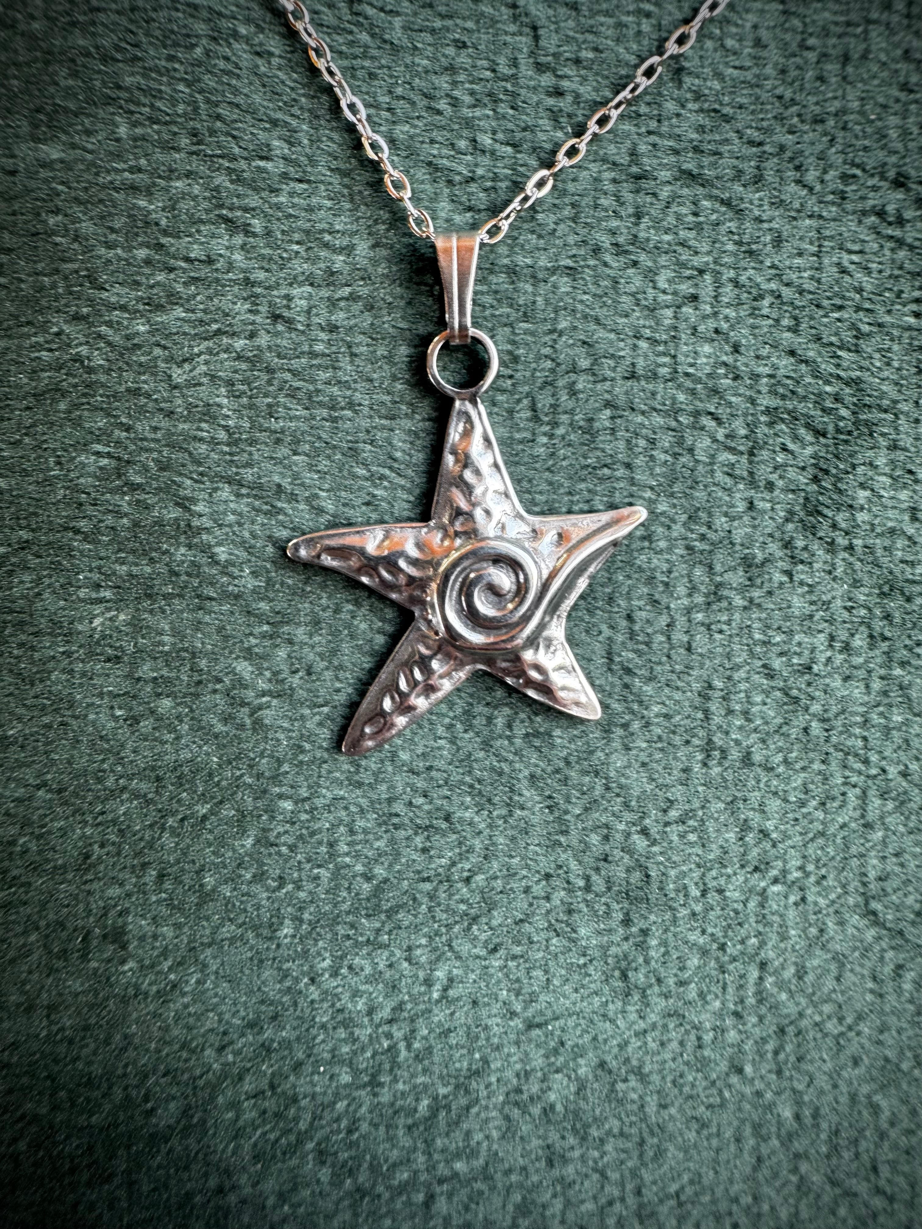 Gold or Silver Starfish with Wave