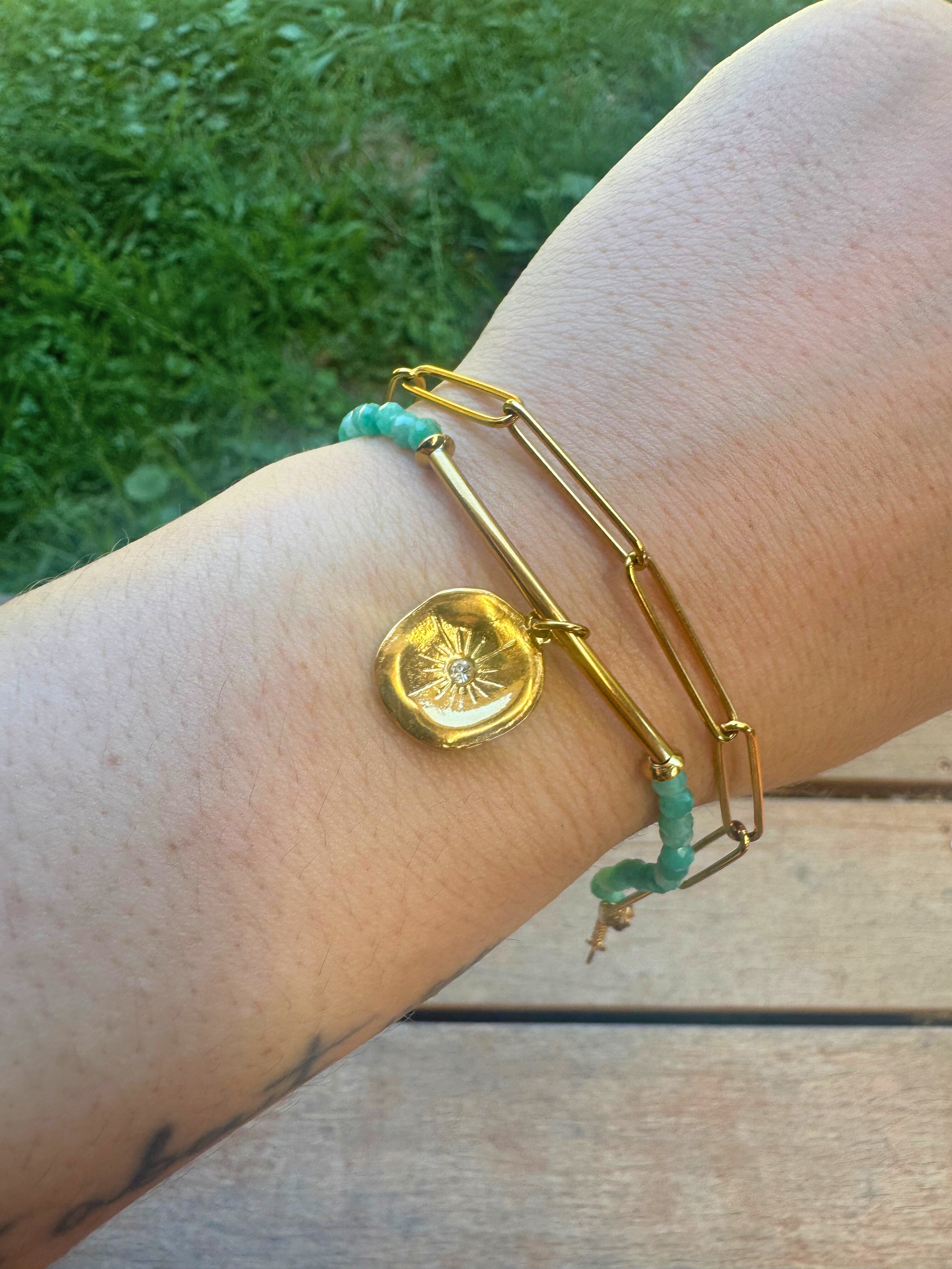 Bohemian style Gold Gemstone bracelet