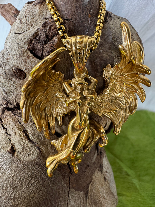 Fallen Angel Gold Stainless Steel Pendant