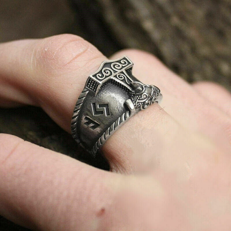 oxidised silver thor ring