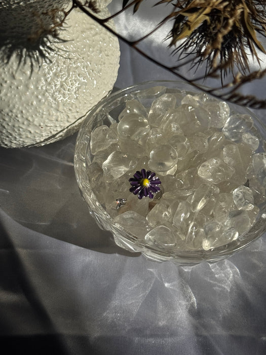 Purple Flower Fidget Ring Silver