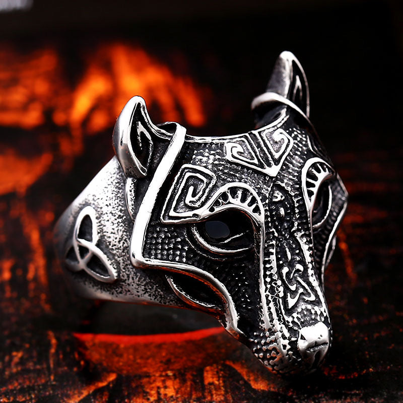 silver wolf mask ring