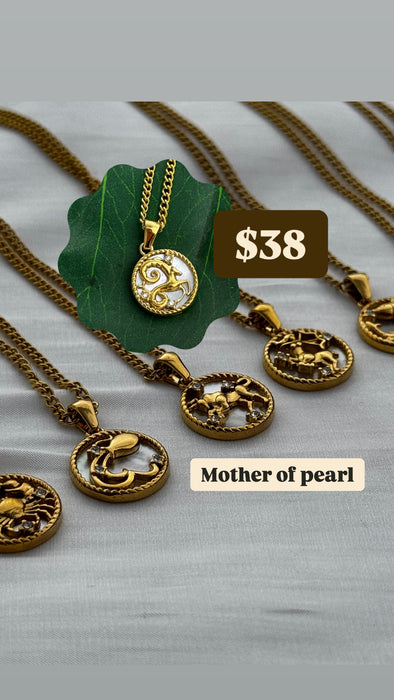 Mother Of Pearl Zodiac Necklaces